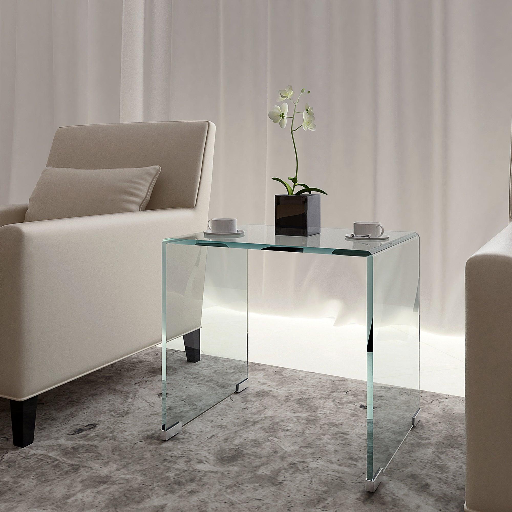 Whole Tempered Glass Coffee Table Clear End Table Transparent  SideTable for Room