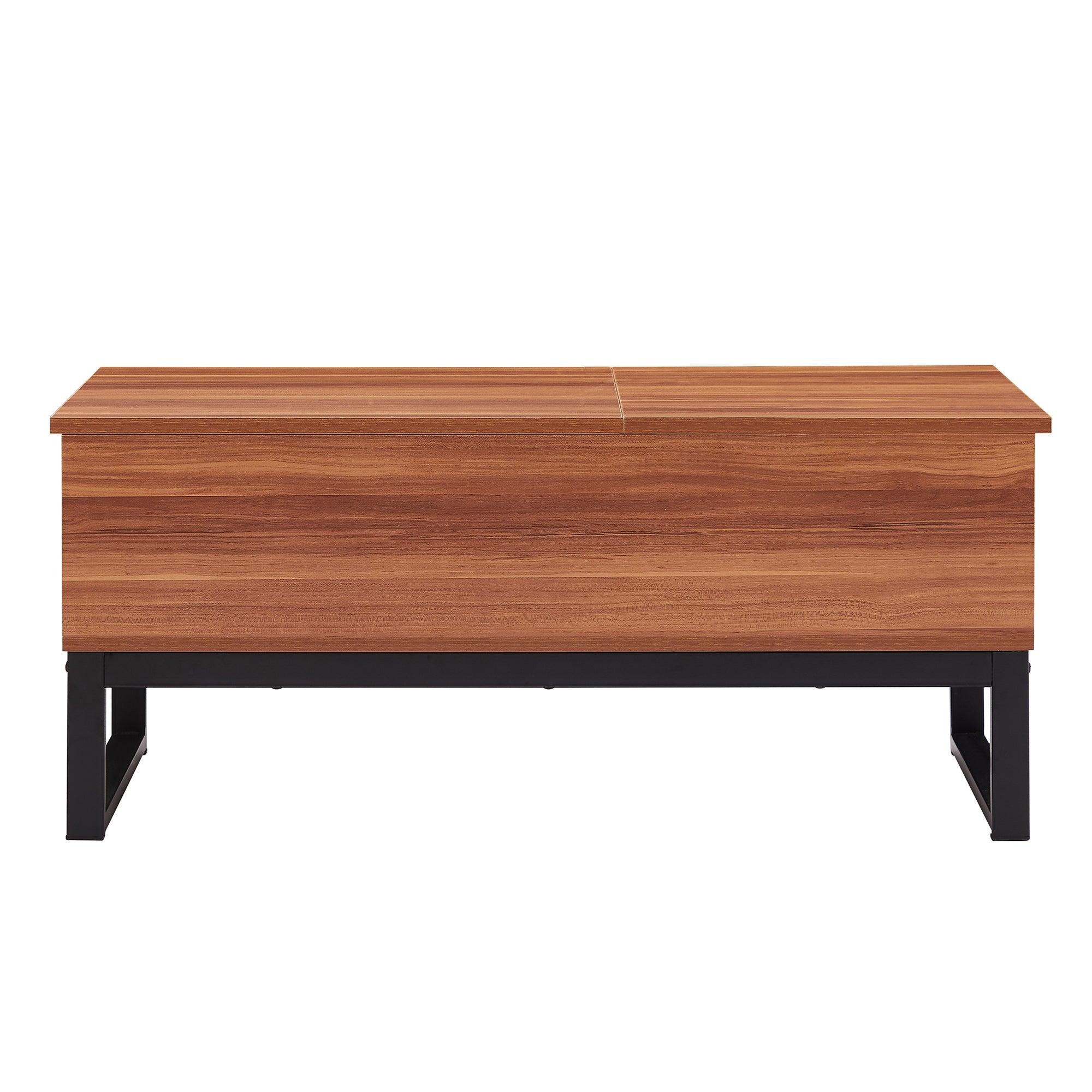 COFFEE TABLE,15 minutes quick assemble,computer table, wood grain color,steel/metel legs support, bigStorage space,Liftable and lowerable table top,young people's favorite