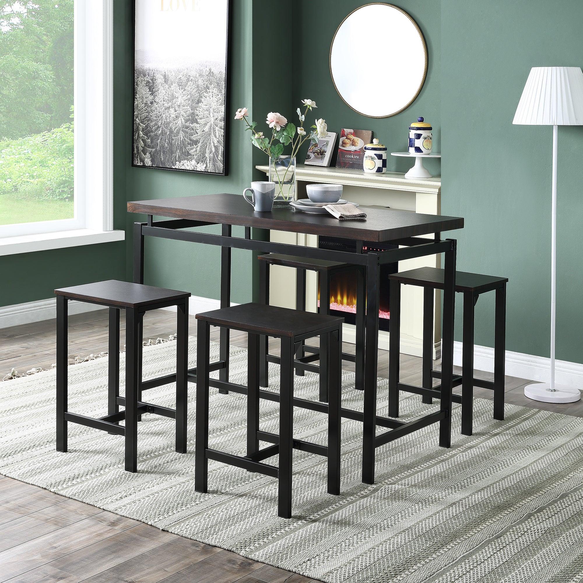 Dining Set, Bar Set, Dining Table with 4 Chairs,5 Piece, with Counter and Pub Height image