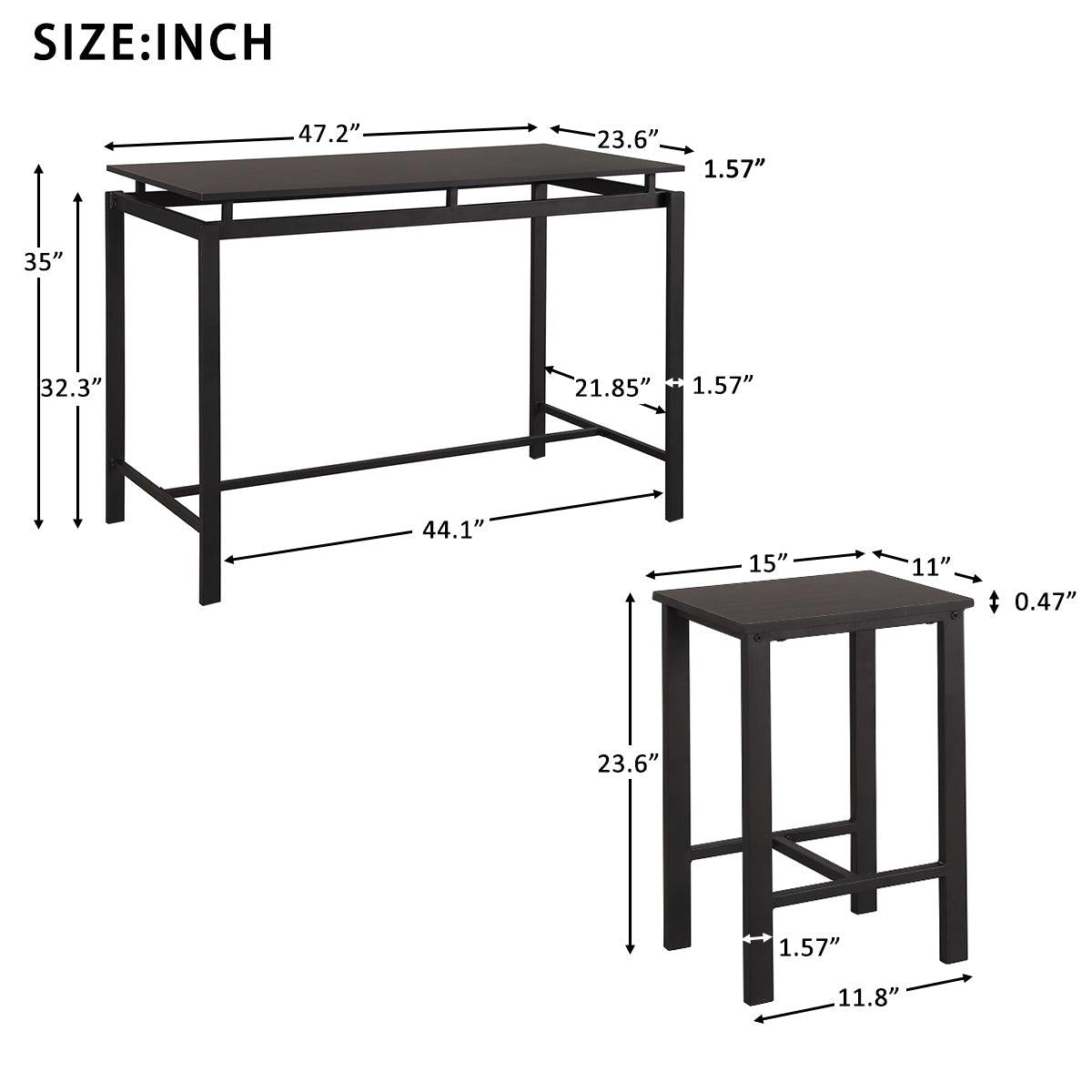 Dining Set, Bar Set, Dining Table with 4 Chairs,5 Piece, with Counter and Pub Height