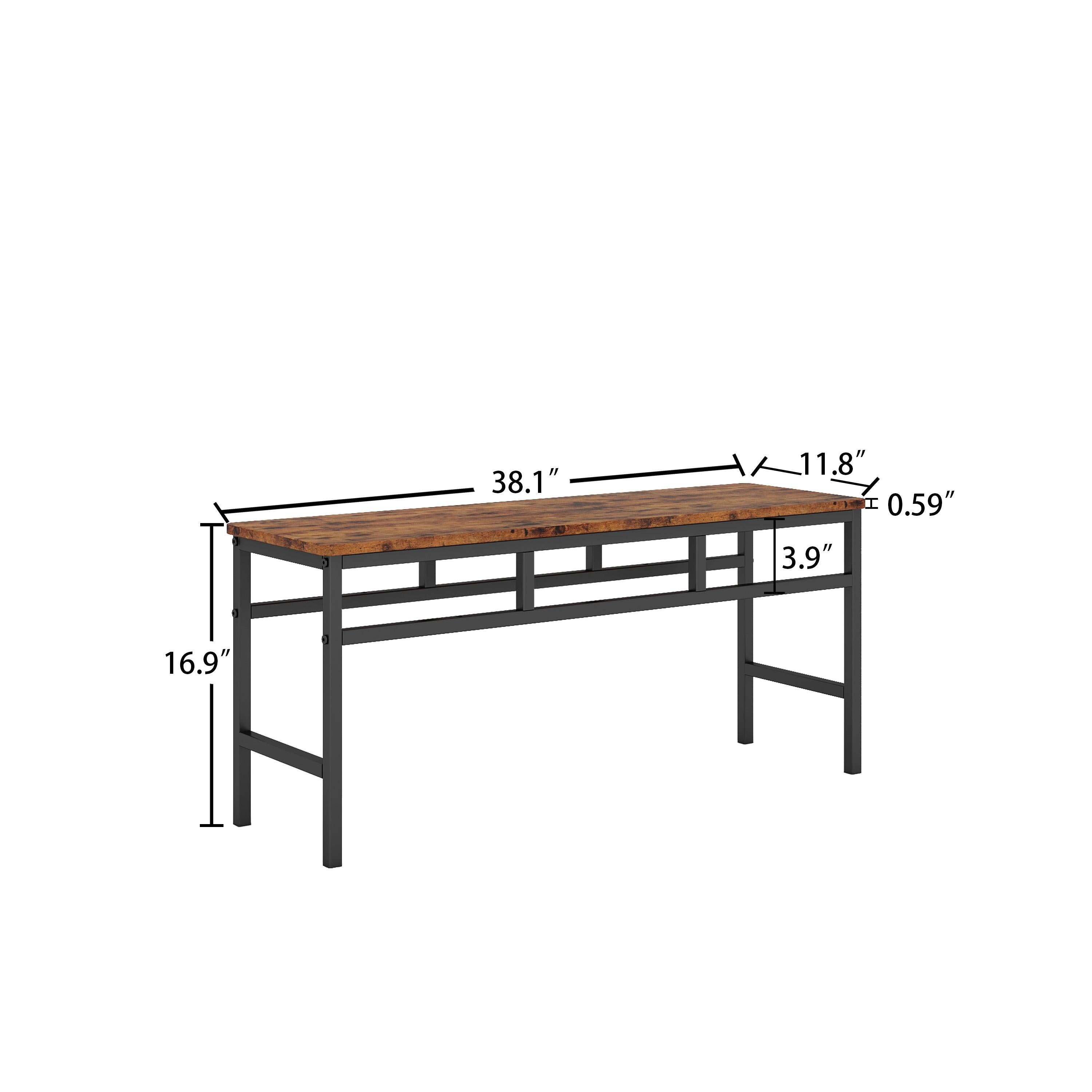 Dining table set 3PC, structural strengthening, industrial style (Rustic Brown,43.31''w x 27.56''d x 29.53''h)