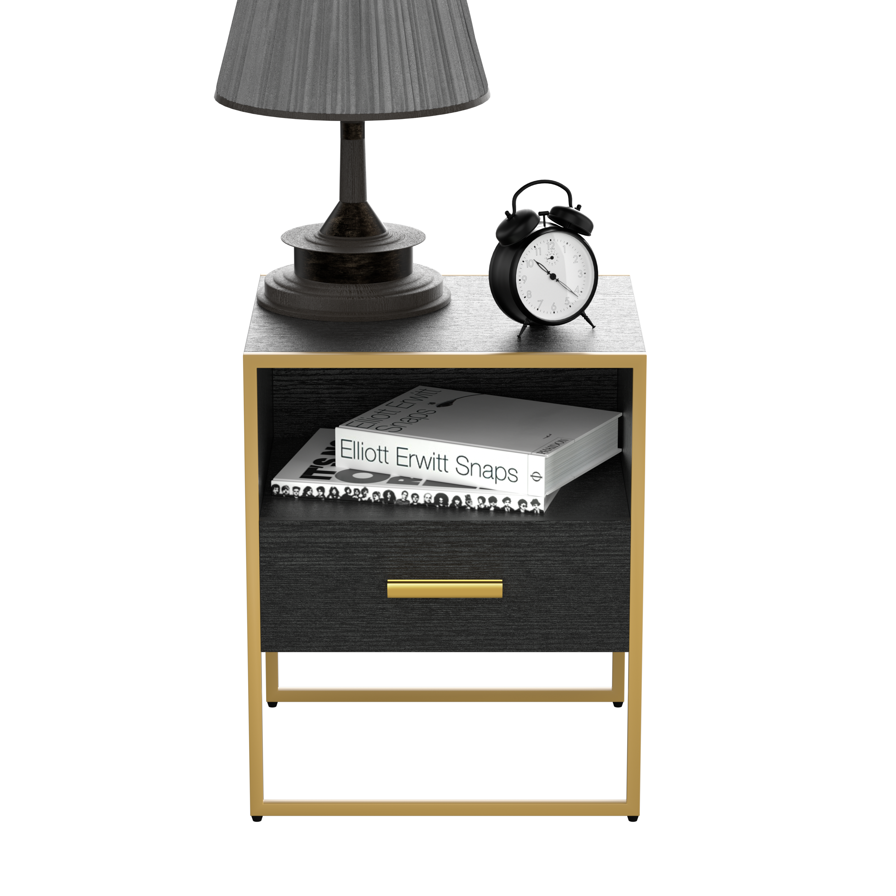 UpdateModern Nightstand with 1Drawers, Suitable for Bedroom/Living Room/Side Table (ld and Black )