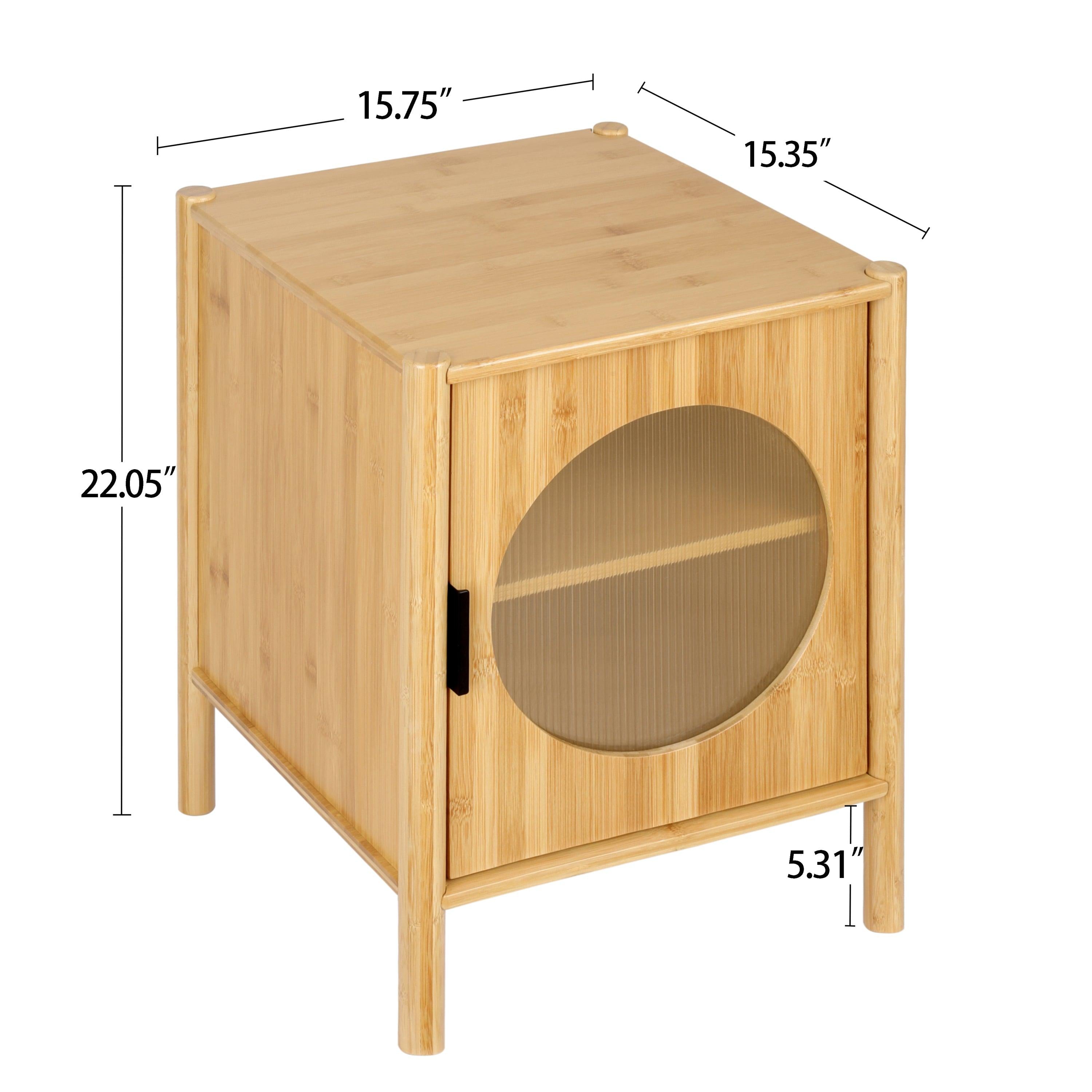 1 Door nightstand,Bamboo Mid CenturyModern Nightstand,Bedside Table Accent End Table Side Table for Bedroom, Living Room, Natural