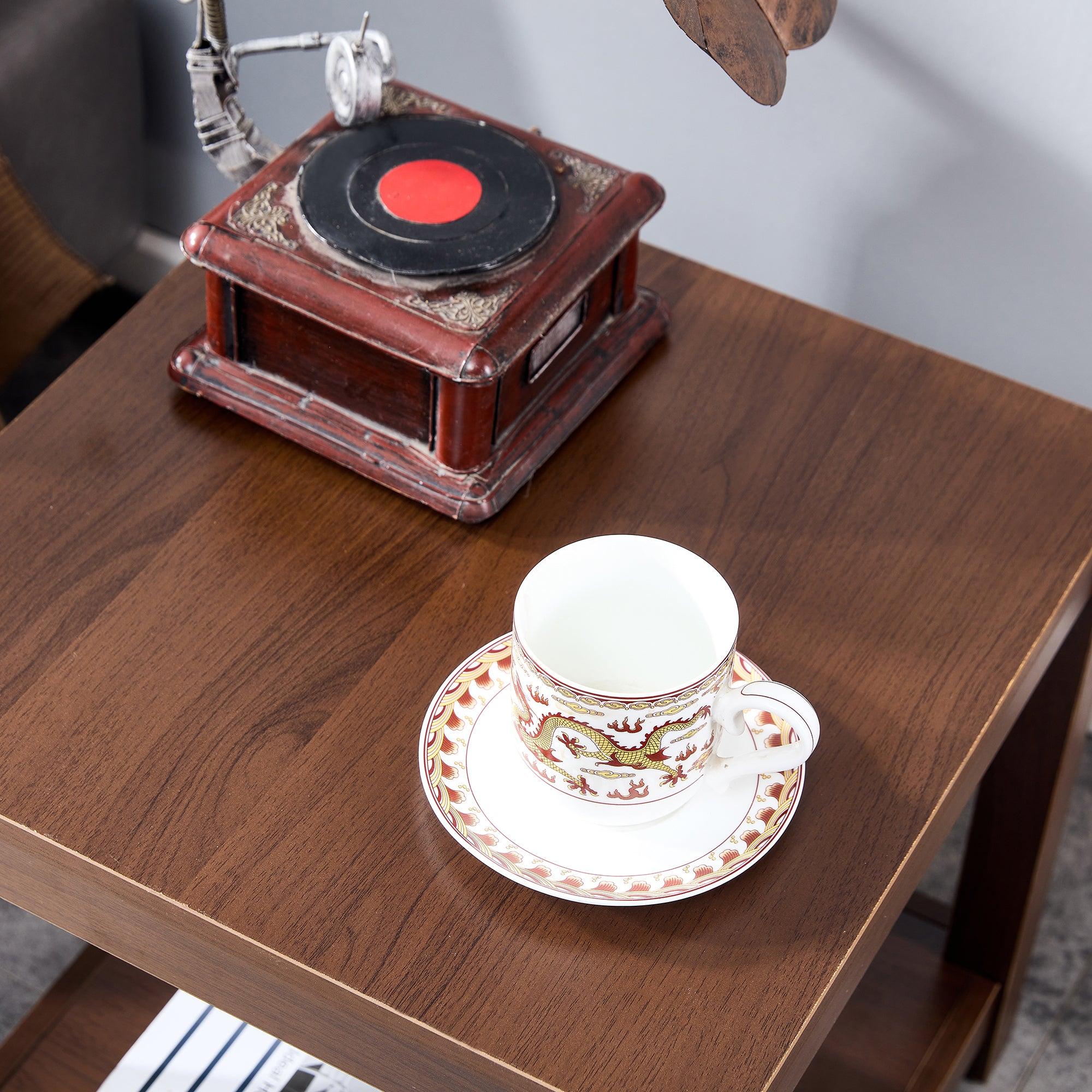 Classic brown Side Table , 2-Tier Small Space End Table ,Modern Night Stand, Sofa table, Side Table withStorage Shelve