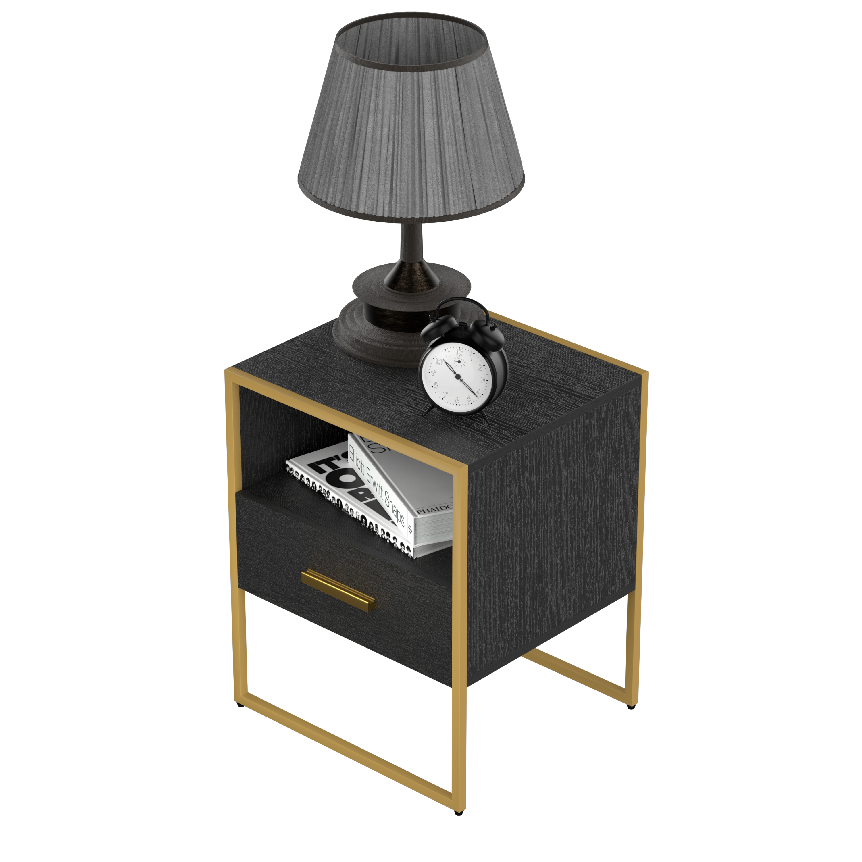 UpdateModern Nightstand with 1Drawers, Suitable for Bedroom/Living Room/Side Table (ld and Black )