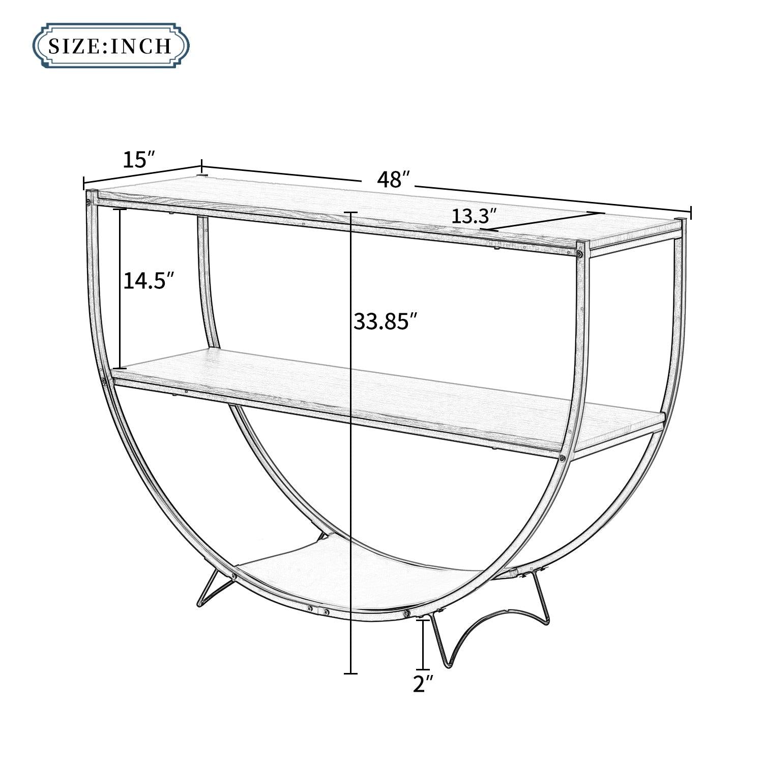 Rustic Industrial Design Demilune Shape Textured Metal Distressed Wood Console Table (Distressed Brown)