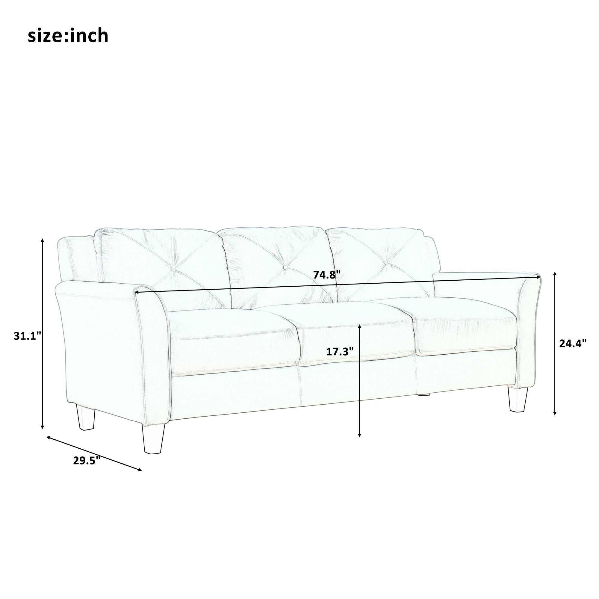 Button Tufted 3 Piece Chair Loveseat Sofa Set