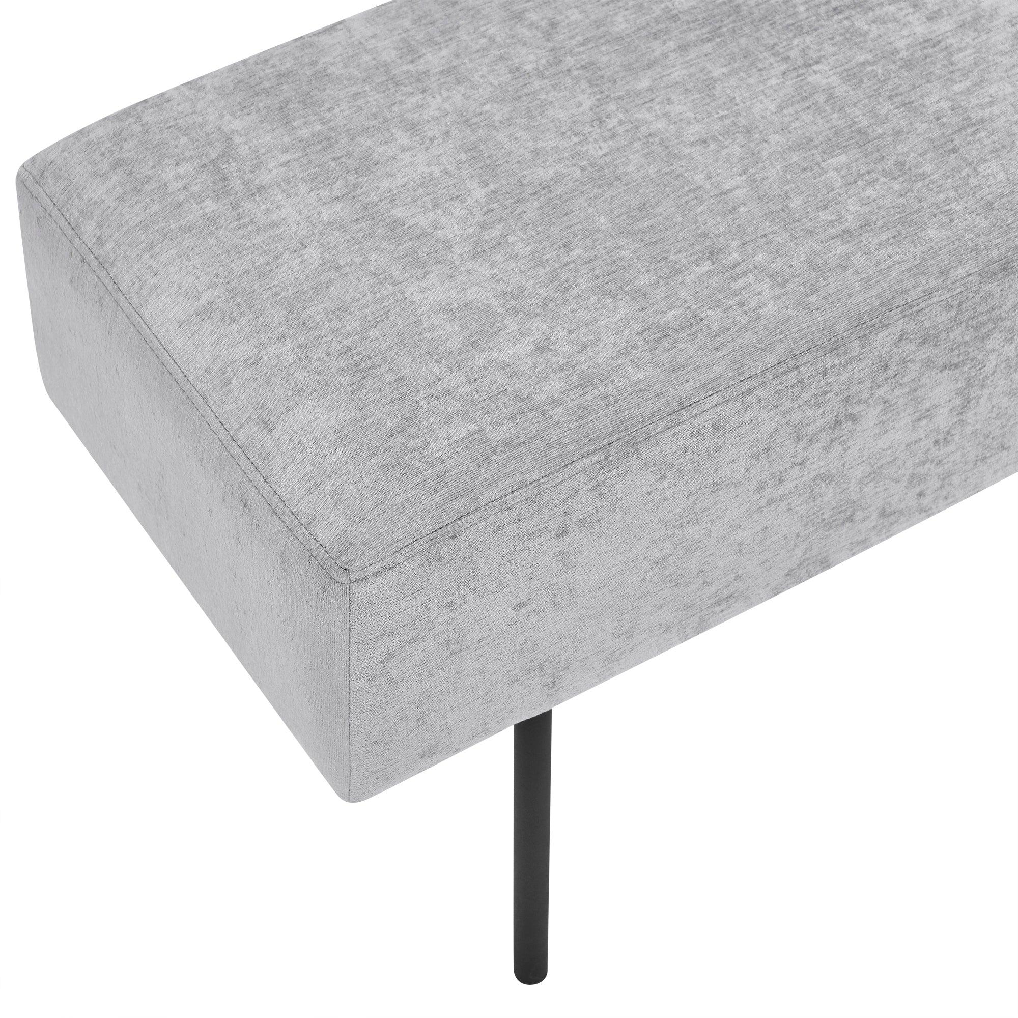 Contemporary Style Bedroom Chenille Upholstered Bench, Grey,( 45'' x13''x 17''）