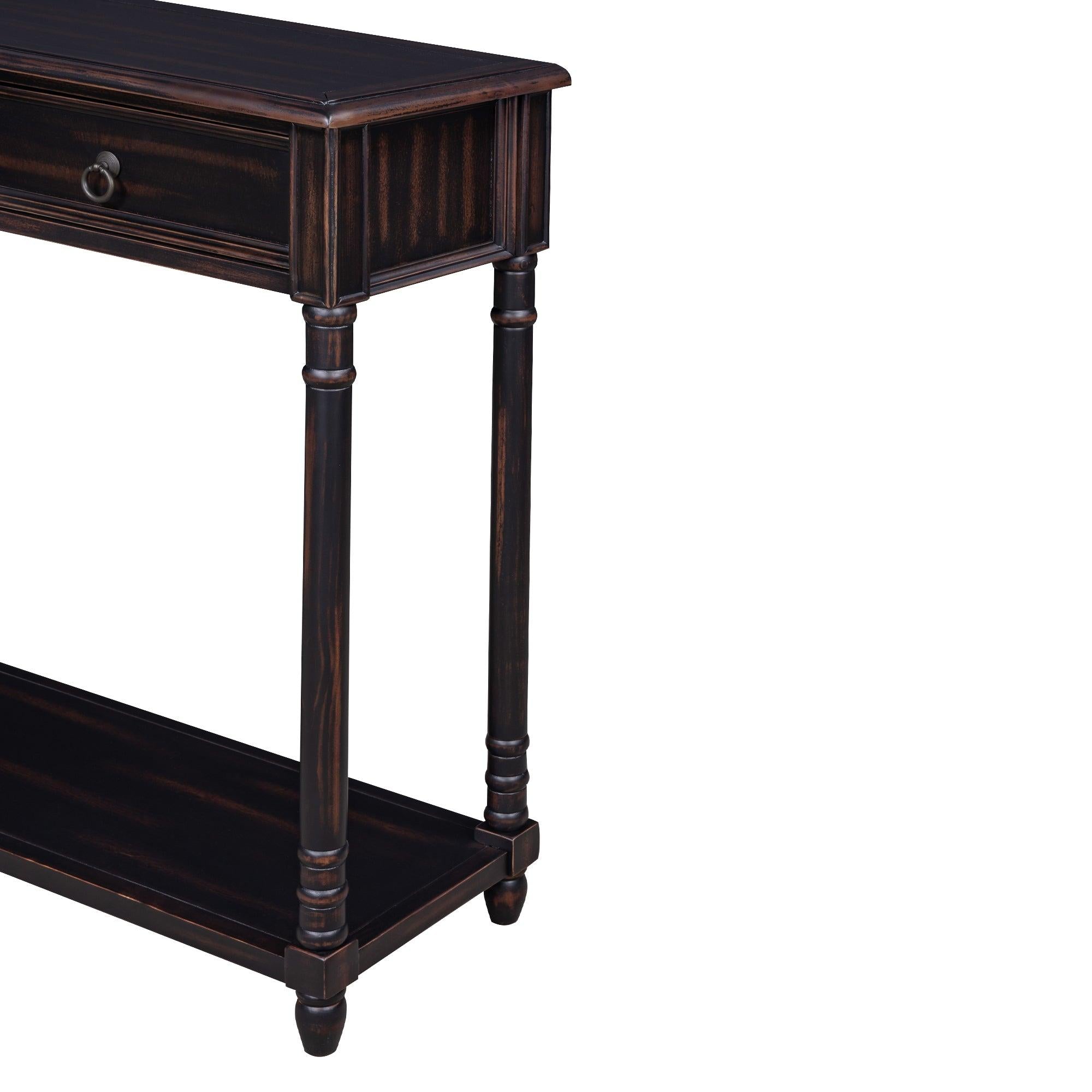 Console Table Sofa Table with Drawers for Entryway with Projecting Drawers and Long Shelf (Espresso)