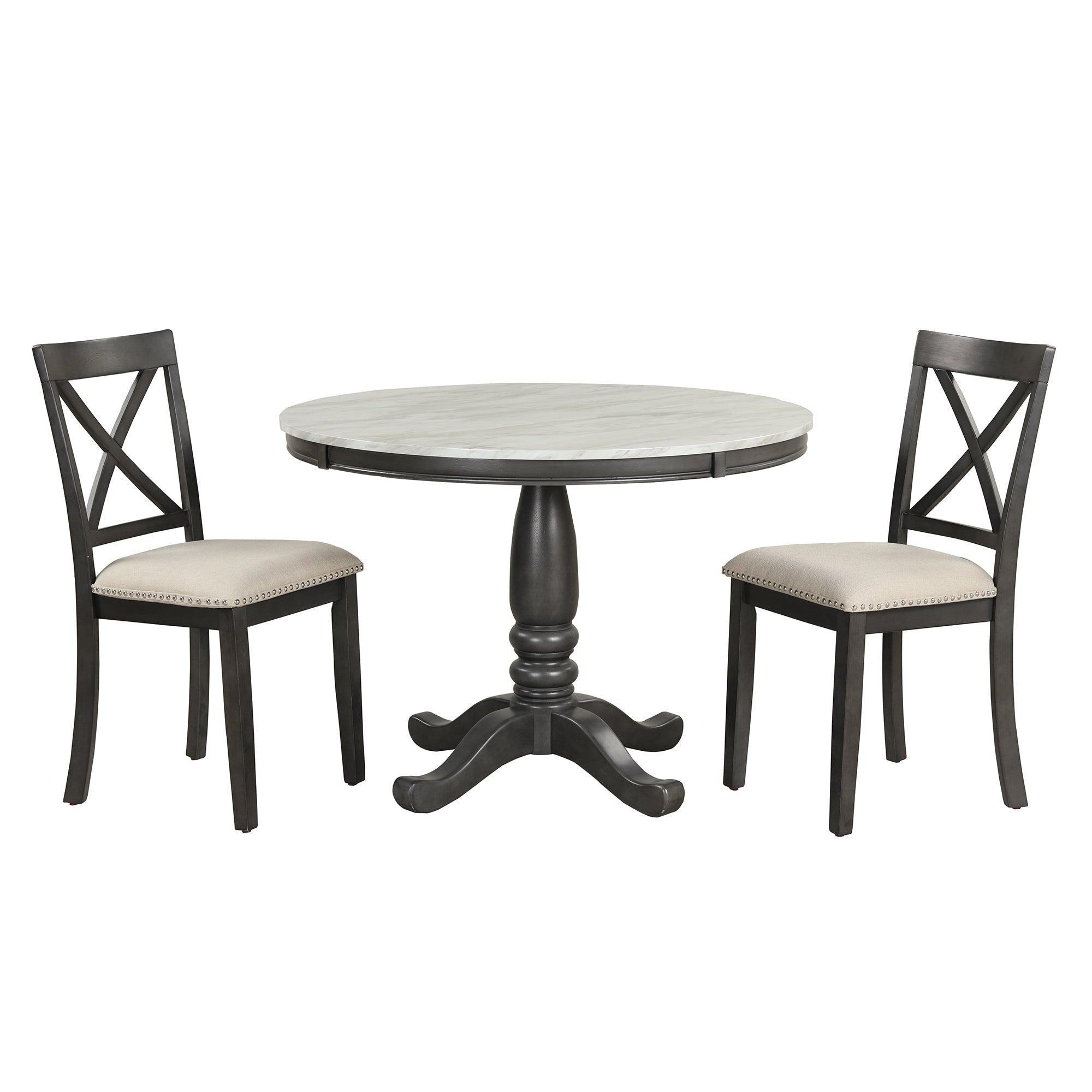 5 Pieces Dining Table and Chairs Set for 4 Persons, Kitchen Room Solid Wood Table with 4 Chairs