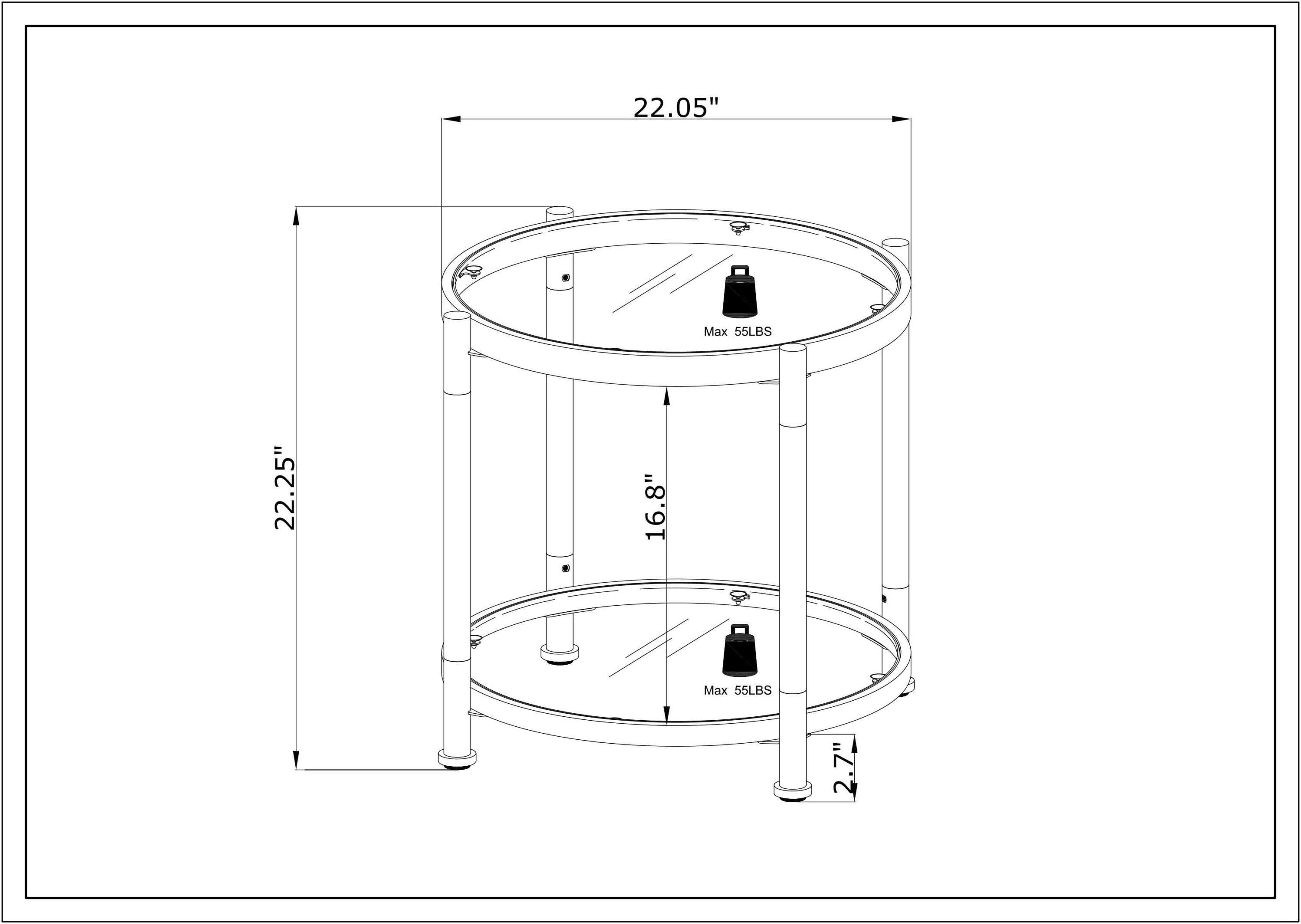 Contemporary Acrylic End Table, Side Table with Tempered Glass Top, Chrome/Silver End Table for Living Room&Bedroom