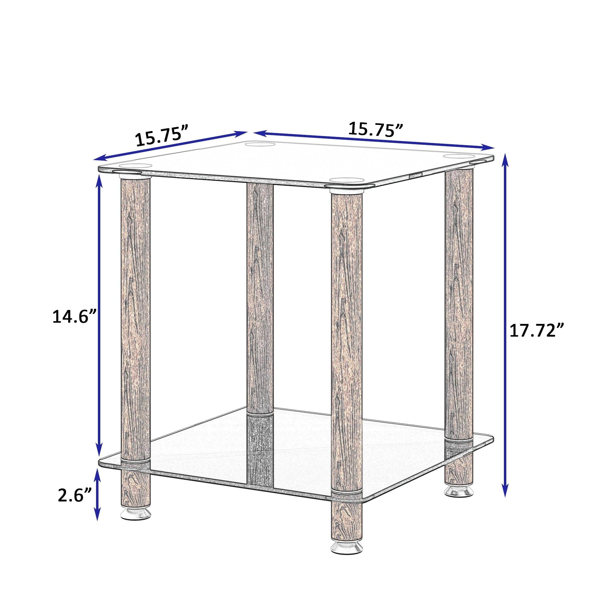 1-Piece Black + Walnut Side Table , 2-Tier Space End Table ,Modern Night Stand, Sofa table, Side Table withStorage Shelve