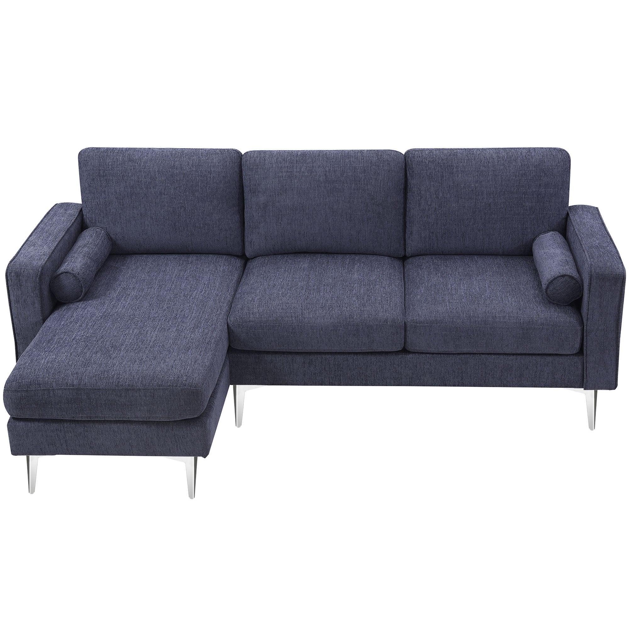 86" Convertible Sectional Sofa,Modern Chenille Fabric Sectional Sofa,  L-Shaped Couch 3-Seat Sofa Sectional with Reversible Chaise (2 Pillows)