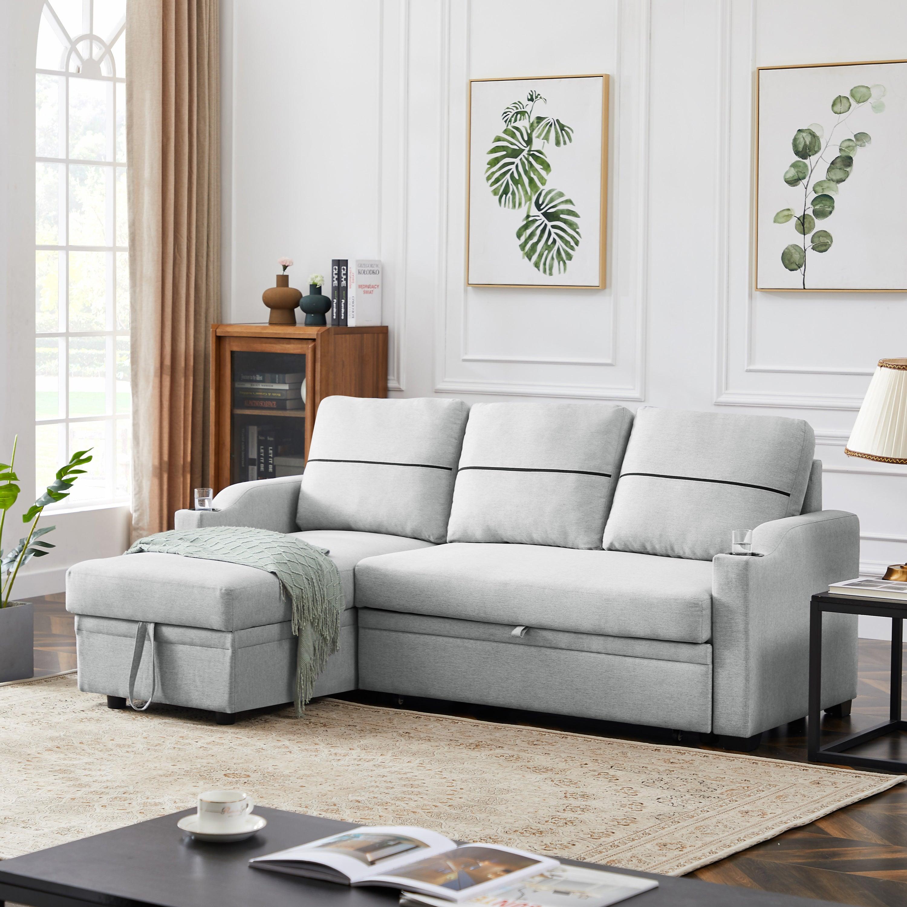 9191 Light gray pull-outStorage sofa