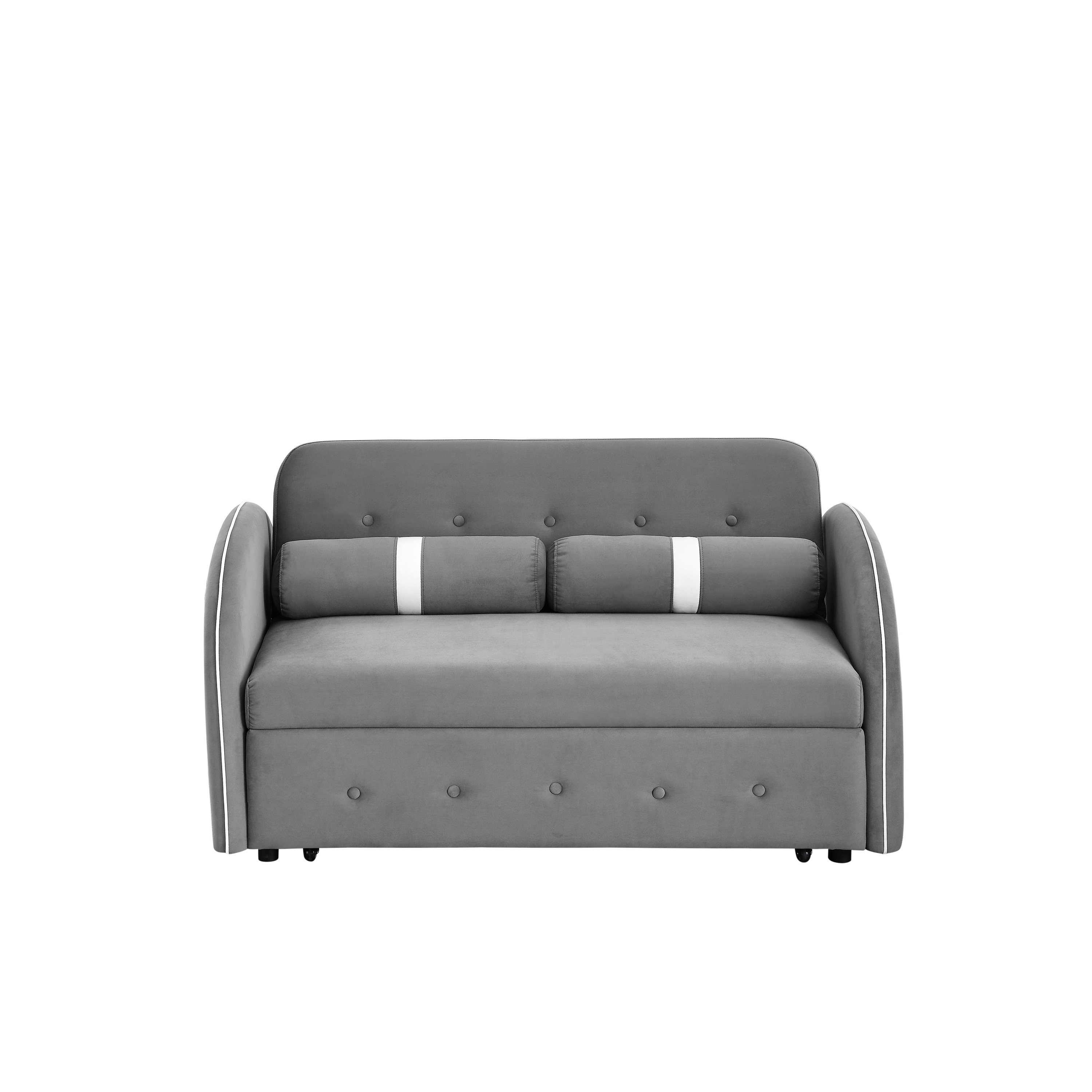 Modern 55.5" Pull Out Sleep Sofa Bed 2 Seater Loveseats Sofa Couch with side pockets, Adjsutable Backrest and Lumbar Pillows for Apartment Office Living Room