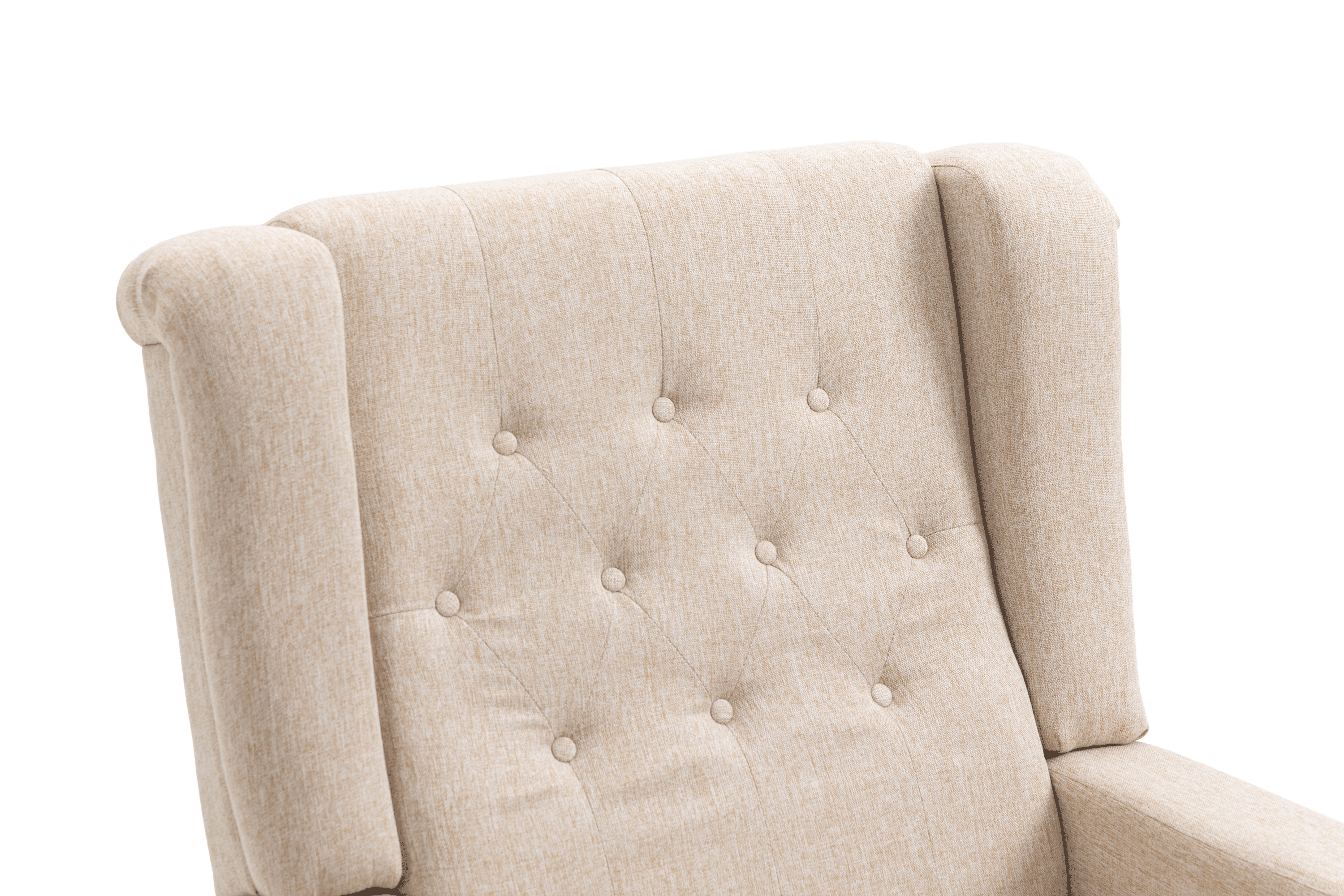 Arm Pushing Recliner Chair,Modern Button Tufted Wingback Push Back Recliner Chair, Living Room Chair Fabric Pushback Manual Single Reclining Sofa Home Theater Seating for Bedroom,Khaki Yelkow