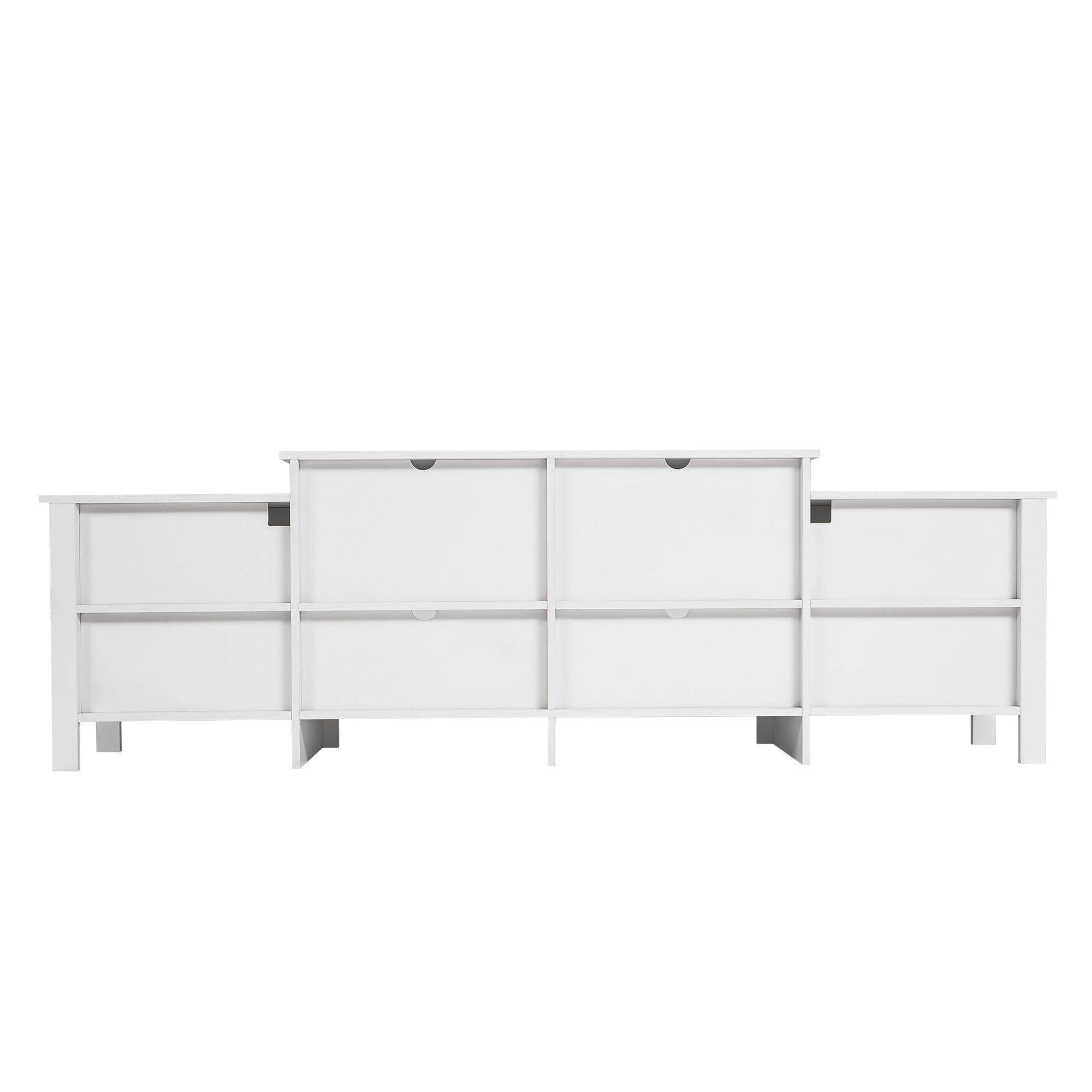 Modern  white TV Stand for 75 inch TV , 16 Colors LED TV Stand w/Remote Control Lights