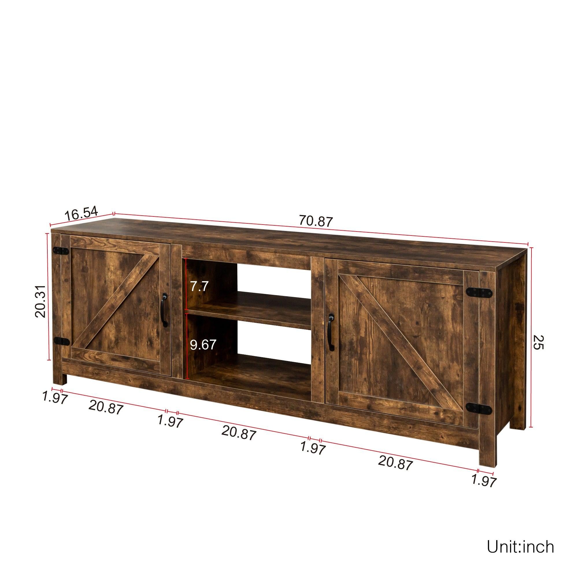 Farmhouse TV Stand,  Wood Entertainment Center Media Console withStorage