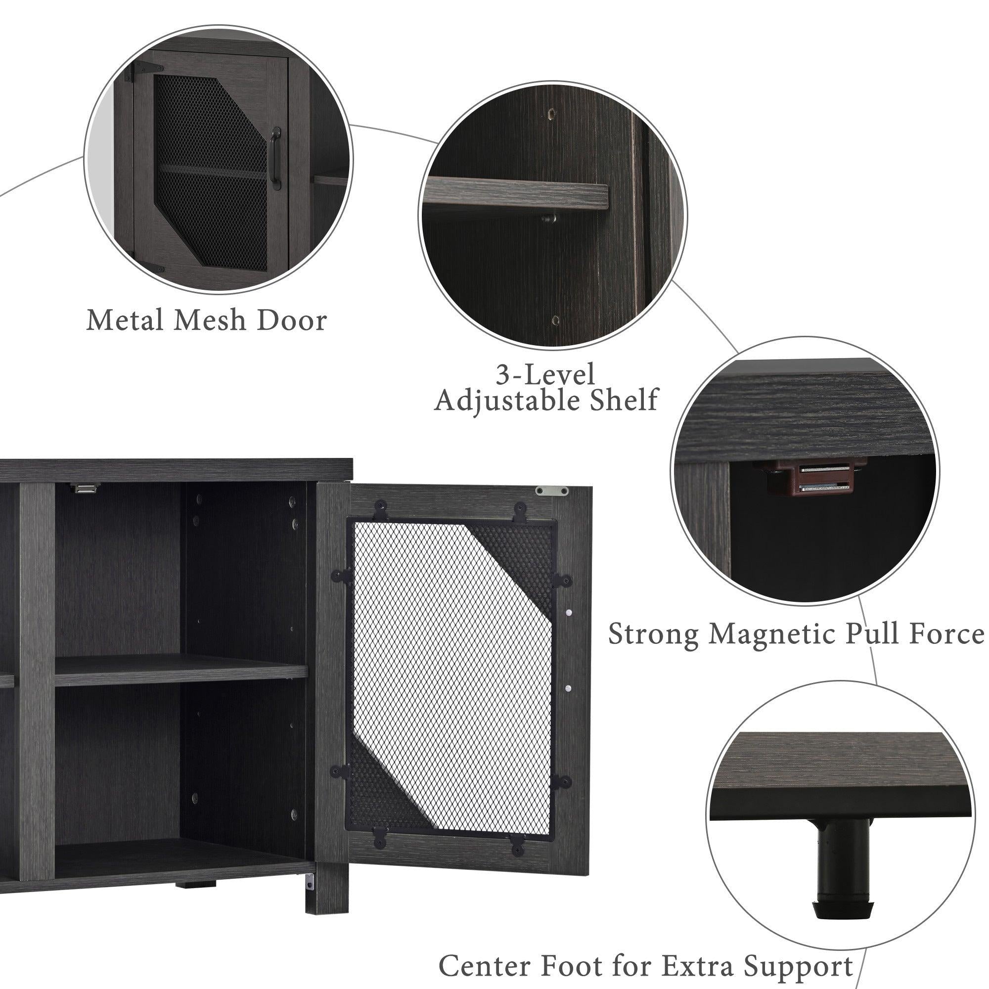 Modern TV Stand for 65'' TV with LargeStorage Space, 3 Levels Adjustable shelves, Magnetic Cabinet Door, Entertainment Center for Living Room, Bedroom