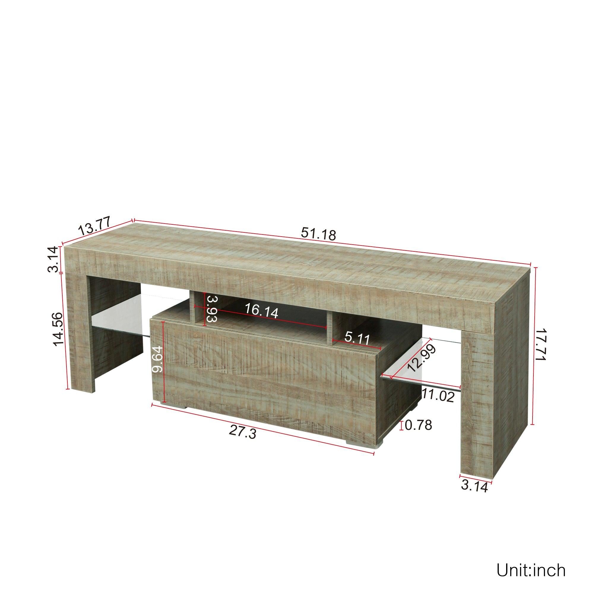 TV Stand with LED RGB Lights,Flat Screen TV Cabinet, Gaming Consoles - in Lounge Room, Living Room and Bedroom，GREY OAK