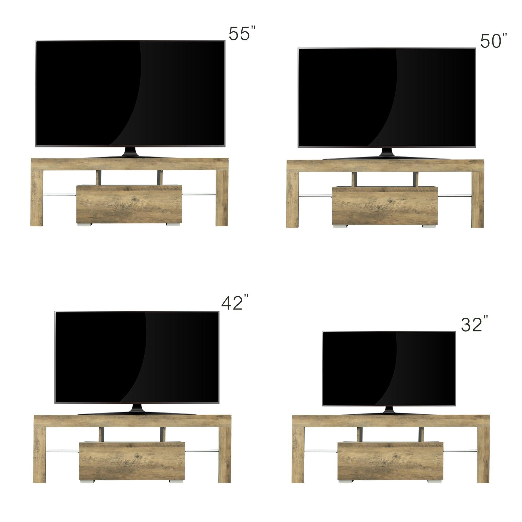 TV Stand with LED RGB Lights,Flat Screen TV Cabinet, Gaming Consoles - in Lounge Room, Living Room,WOOD