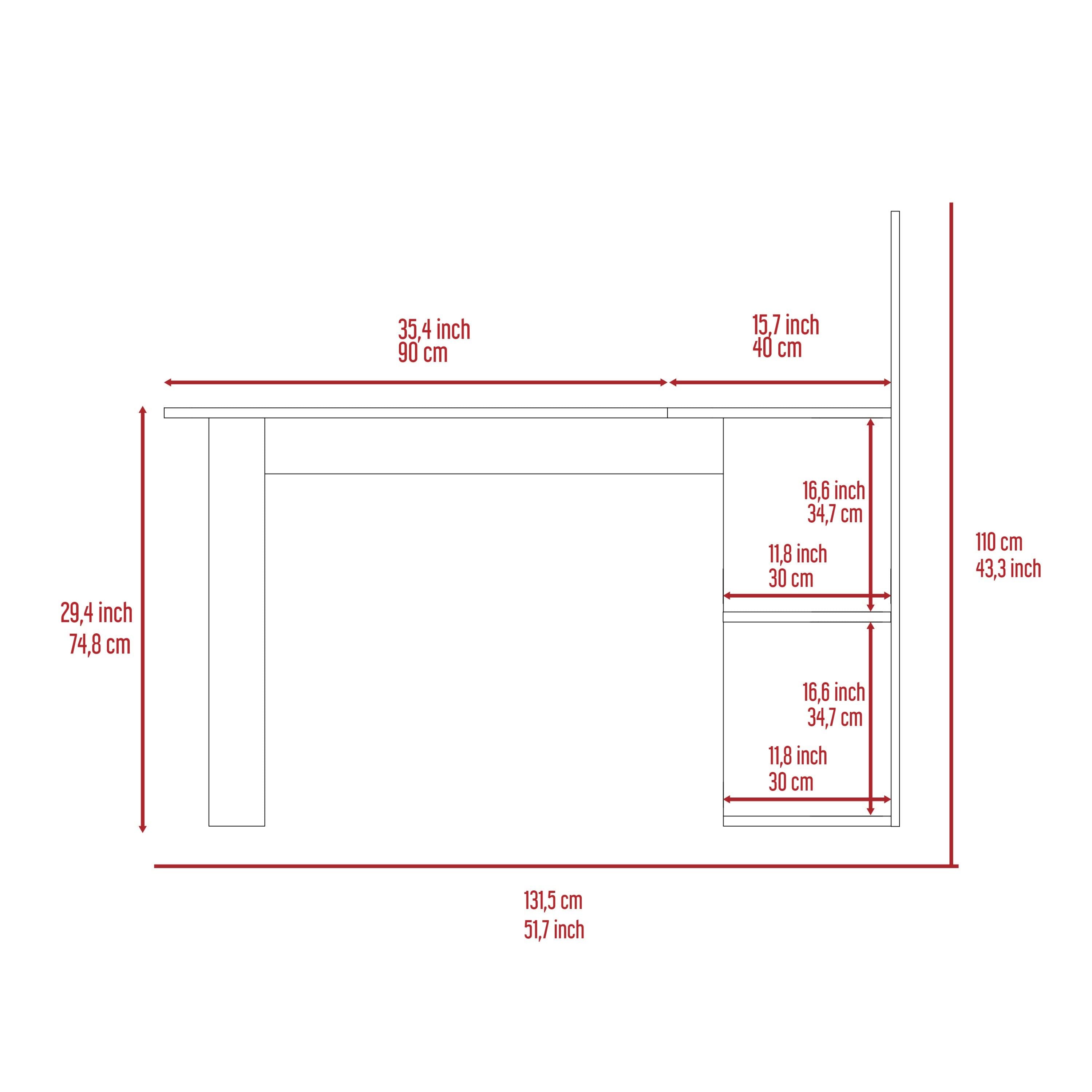 Fairfield 4-Shelf L-Shaped Computer Desk Black Wengue