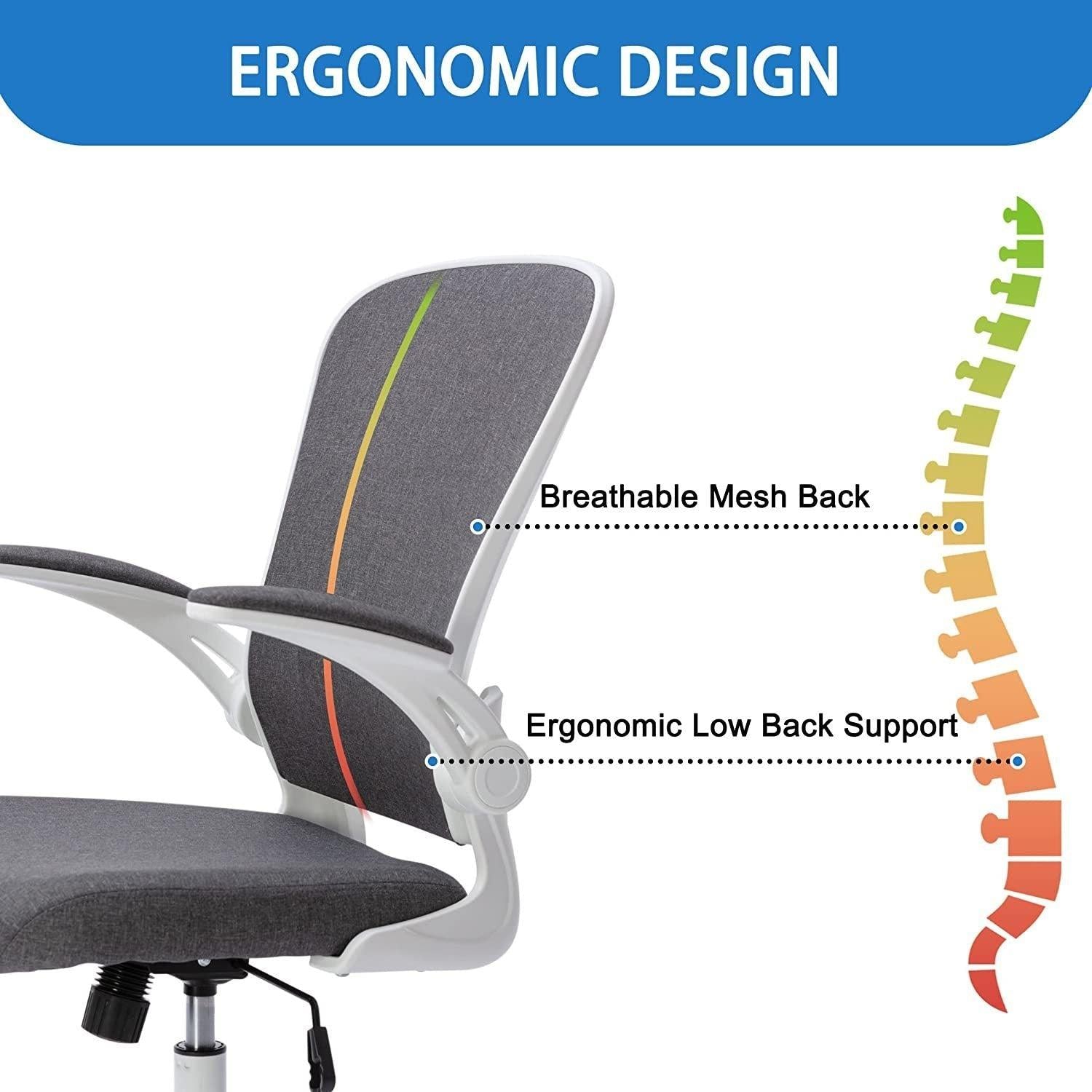 Office Chair Mesh High Back Computer Chair Height Adjustable Swivel Desk Chairs with Wheels,Adjustable Armrest Backrest,Gray