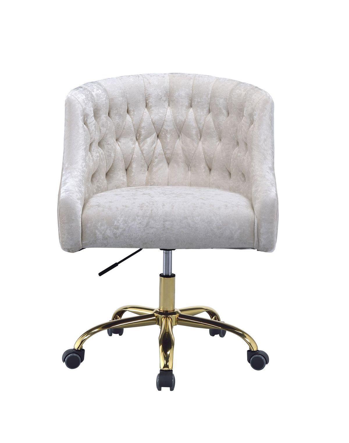 ACME Levian Office Chair in Vintage Cream Velvet & Gold 92517