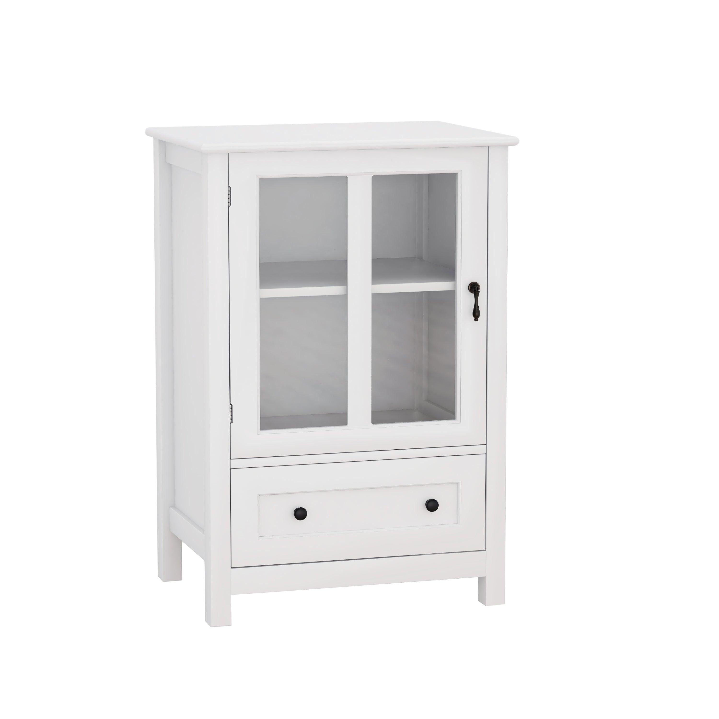 BuffetStorage cabinet with single glass doors and unique bell handle