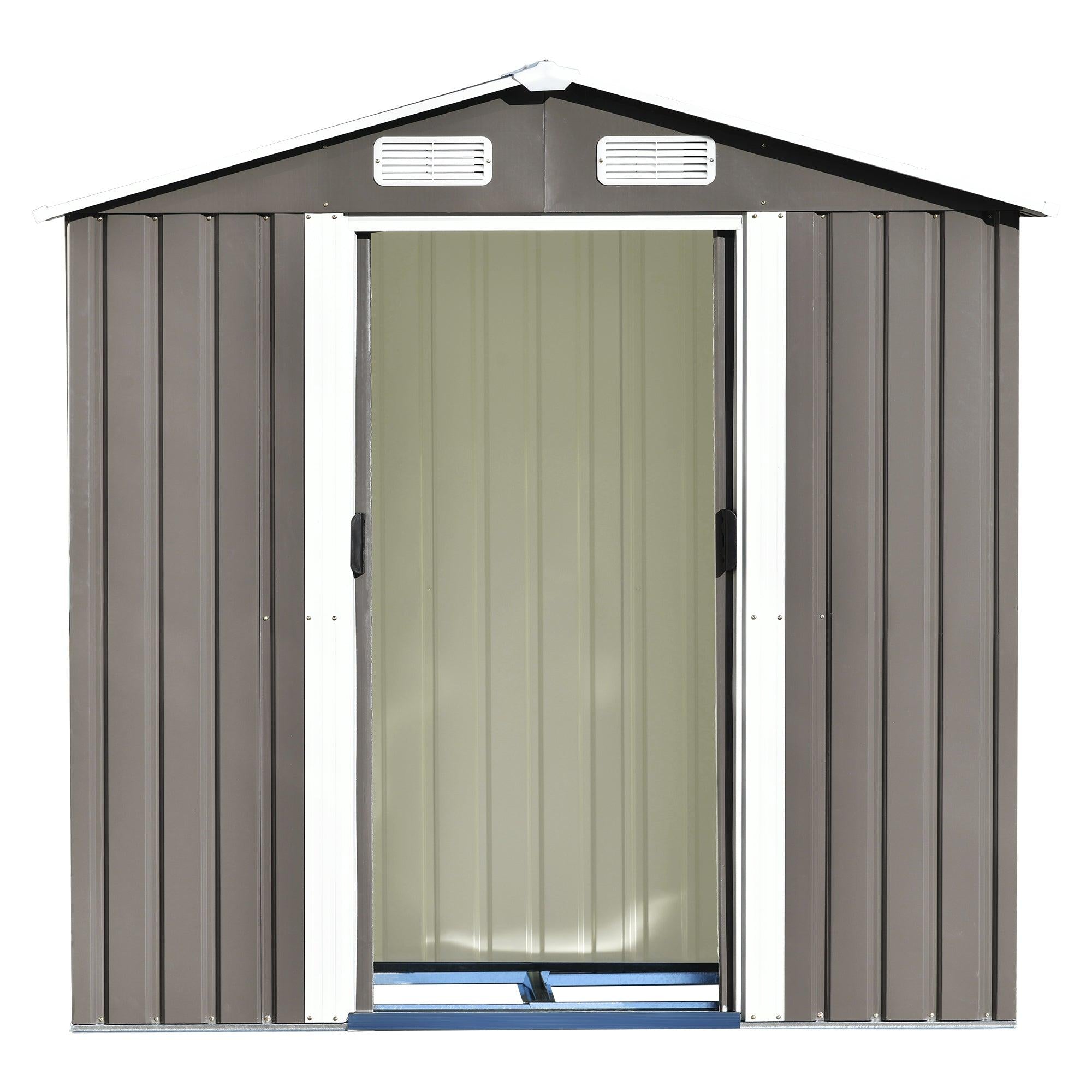 Patio 6ft x4ft Bike Shed Garden Shed, MetalStorage Shed with Lockable Door, Tool Cabinet with Vents and Foundation for Backyard, Lawn, Garden, Gray