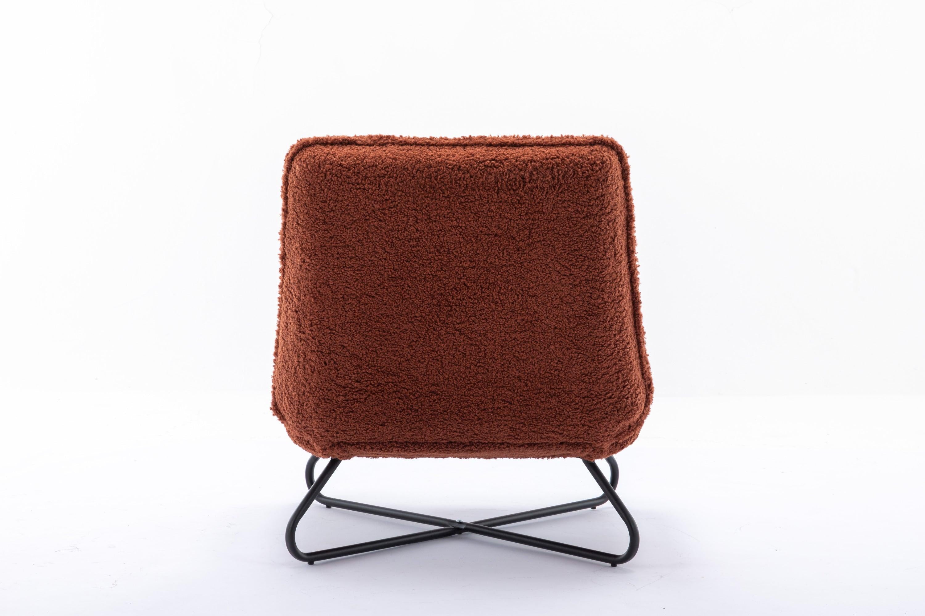 Modern Teddy Fabric Accent Armless Chair For Living room Indoor,Brown