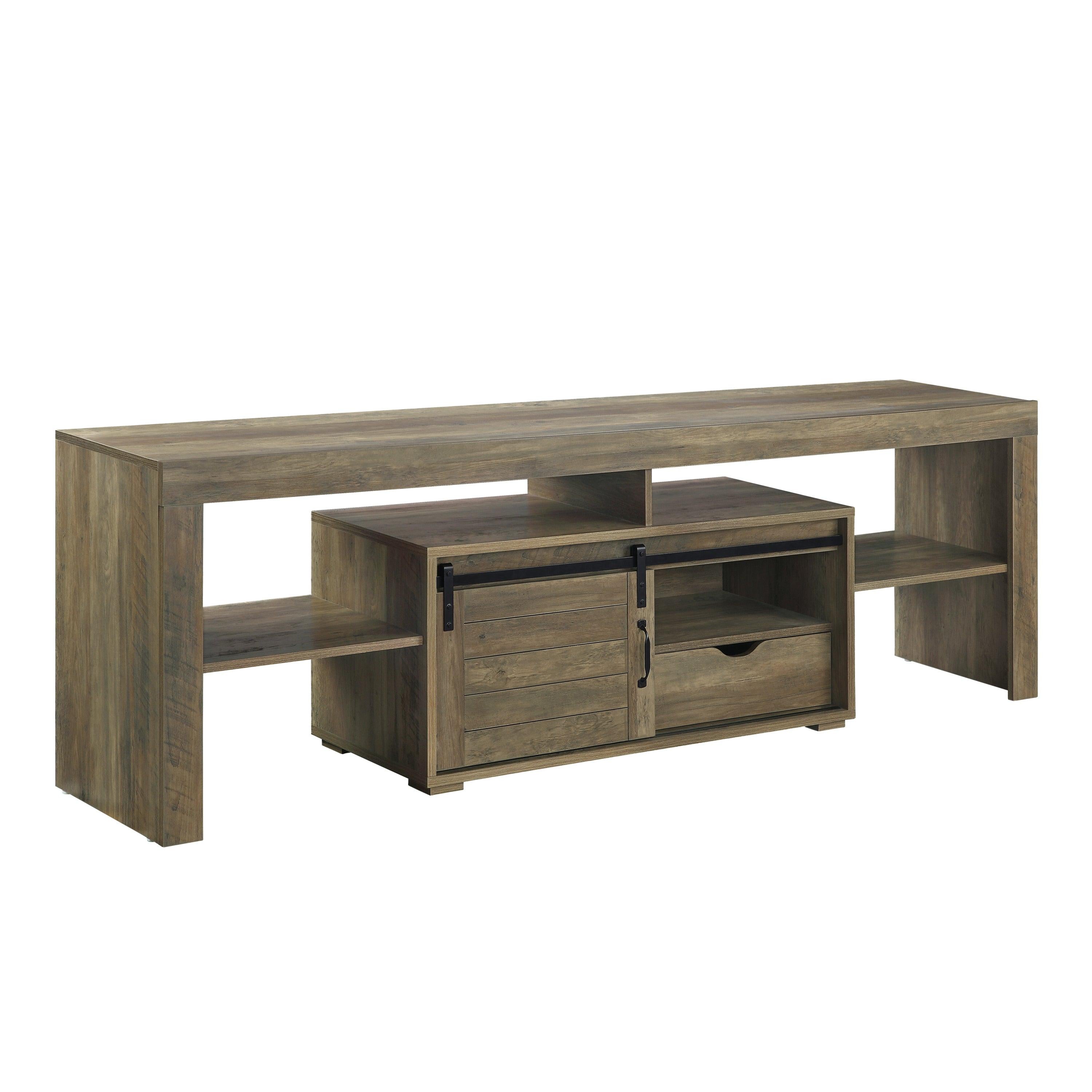 ACME Wasim TV Stand, Rustic Oak Finish LV01102