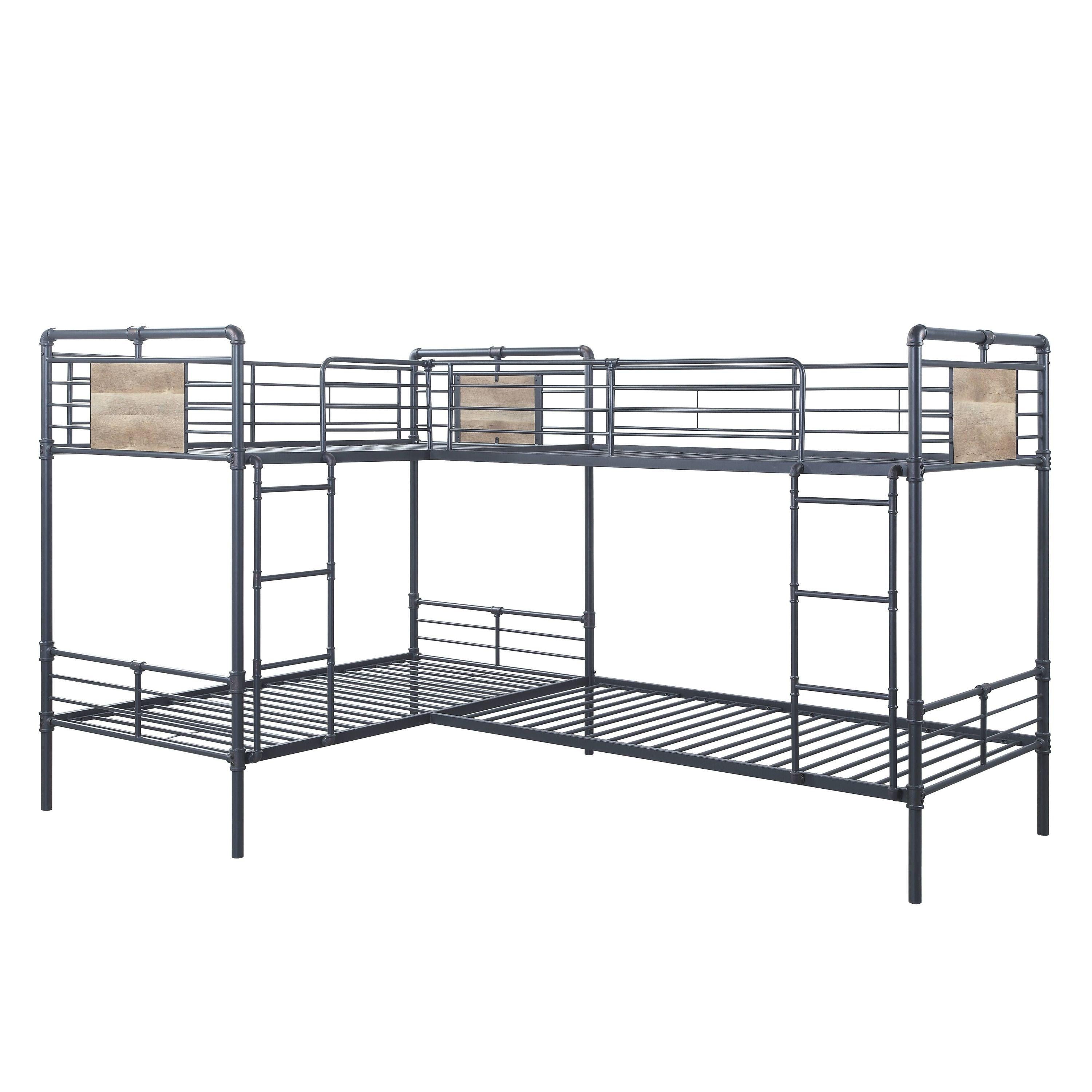 ACME Cordelia Twin over Twin L Shape Metal Bunk Bed - Sandy Black