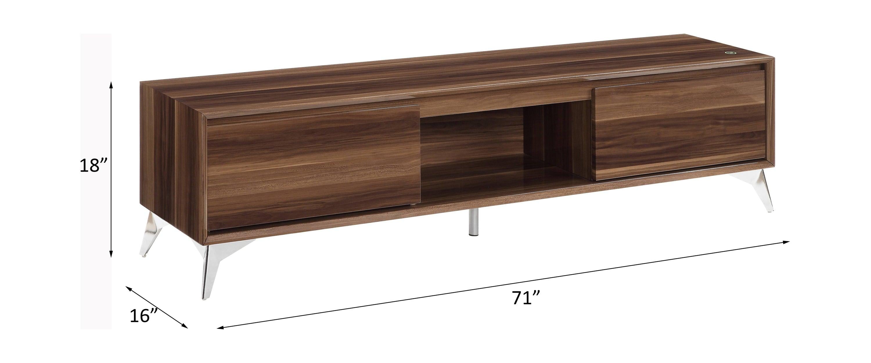 ACME Raceloma TV stand , LED, Walnut & Chrome Finish 91997