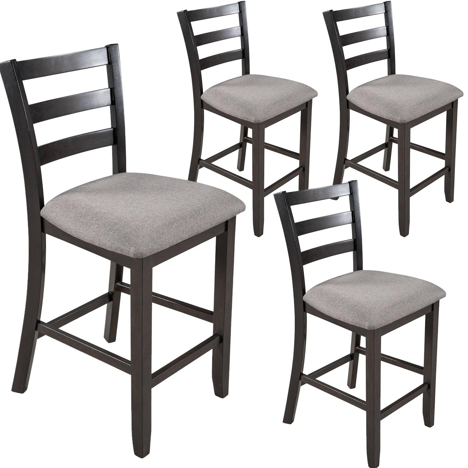 Set of 4 Wooden Counter Height Dining Chair with Padded Chairs, Espresso