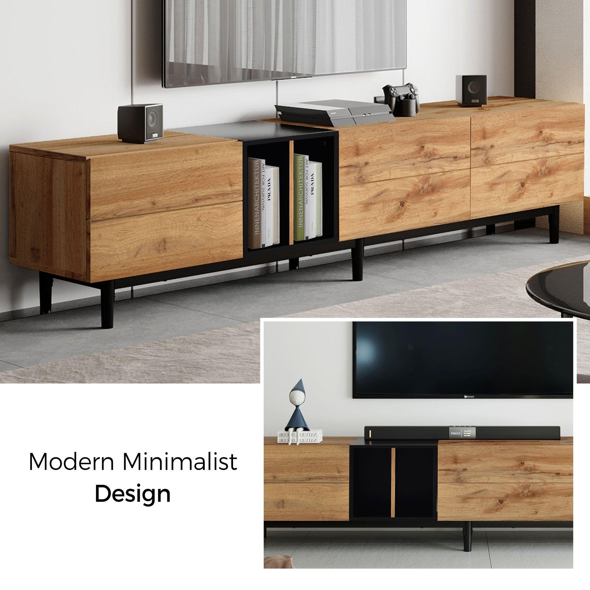 Modern TV Stand for 80’’ TV with 3 Doors, Media Console Table, Entertainment Center with LargeStorage Cabinet for Living Room, Bedroom