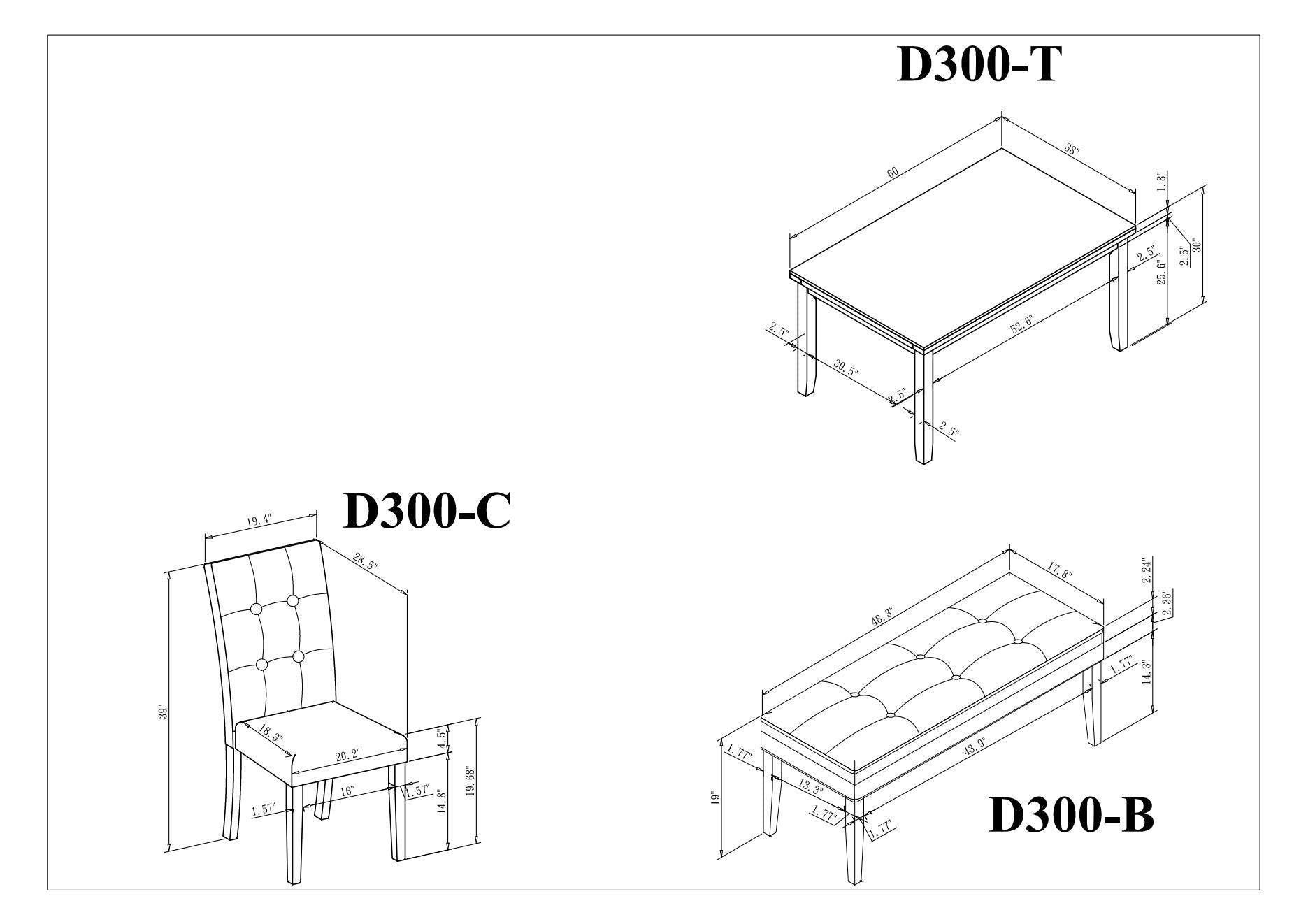 6-piece Faux Marble Dining Table Set  with one Faux Marble Dining Table ,4 Chairs and 1 Bench, Table: 66”x38”x 30”,Chair: 20.2”x28.5”x39”, Black