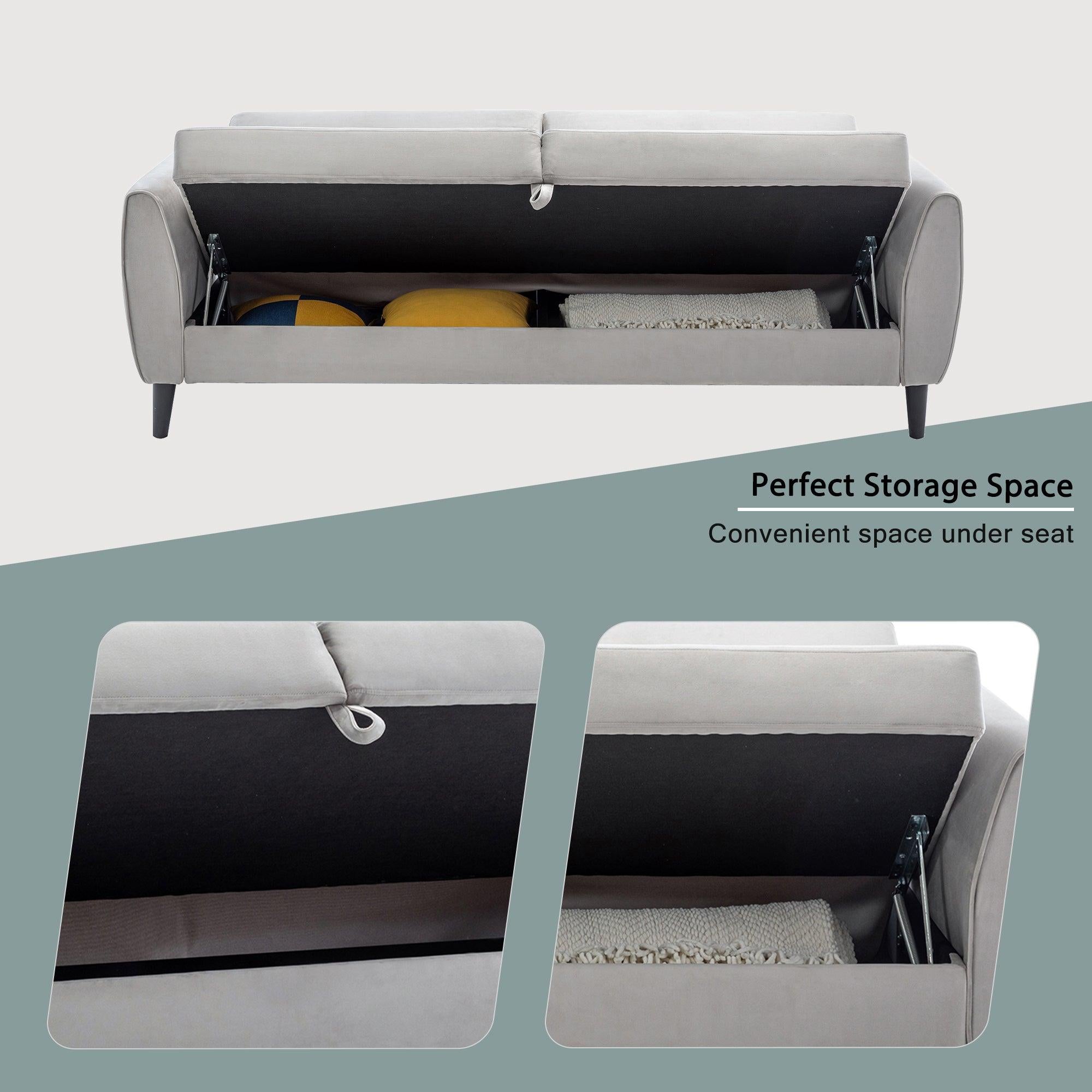 Modern Convertible Folding Futon Sofa Bed withStorage Box for Compact Living Space, Apartment, Dorm