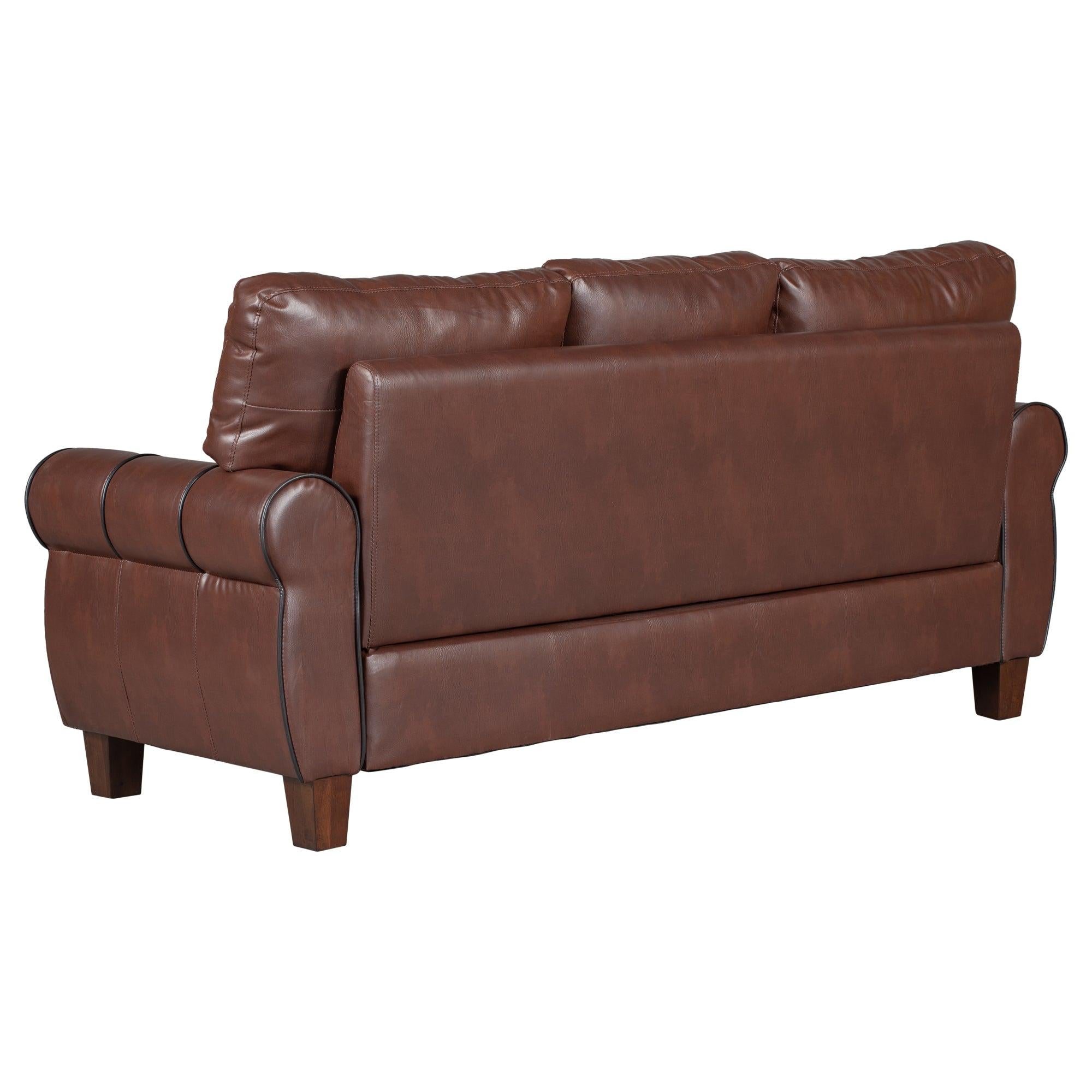 Mid-Century Sofa PU Leather Upholstered Couch Furniture for Home or Office (sofa)