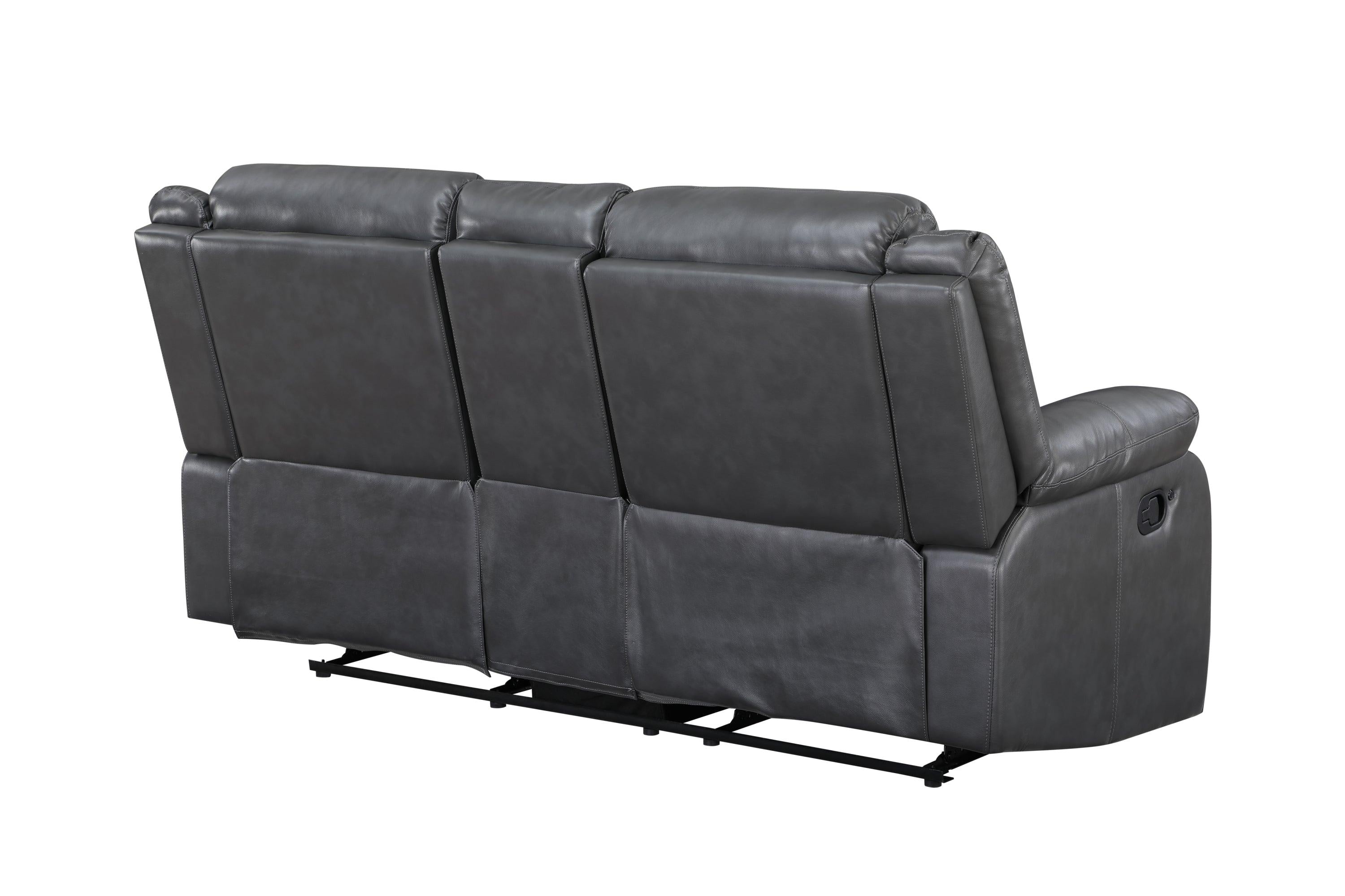 Martin Manual Reclining Loveseat finished with Faux Leather/ Wood in Gray