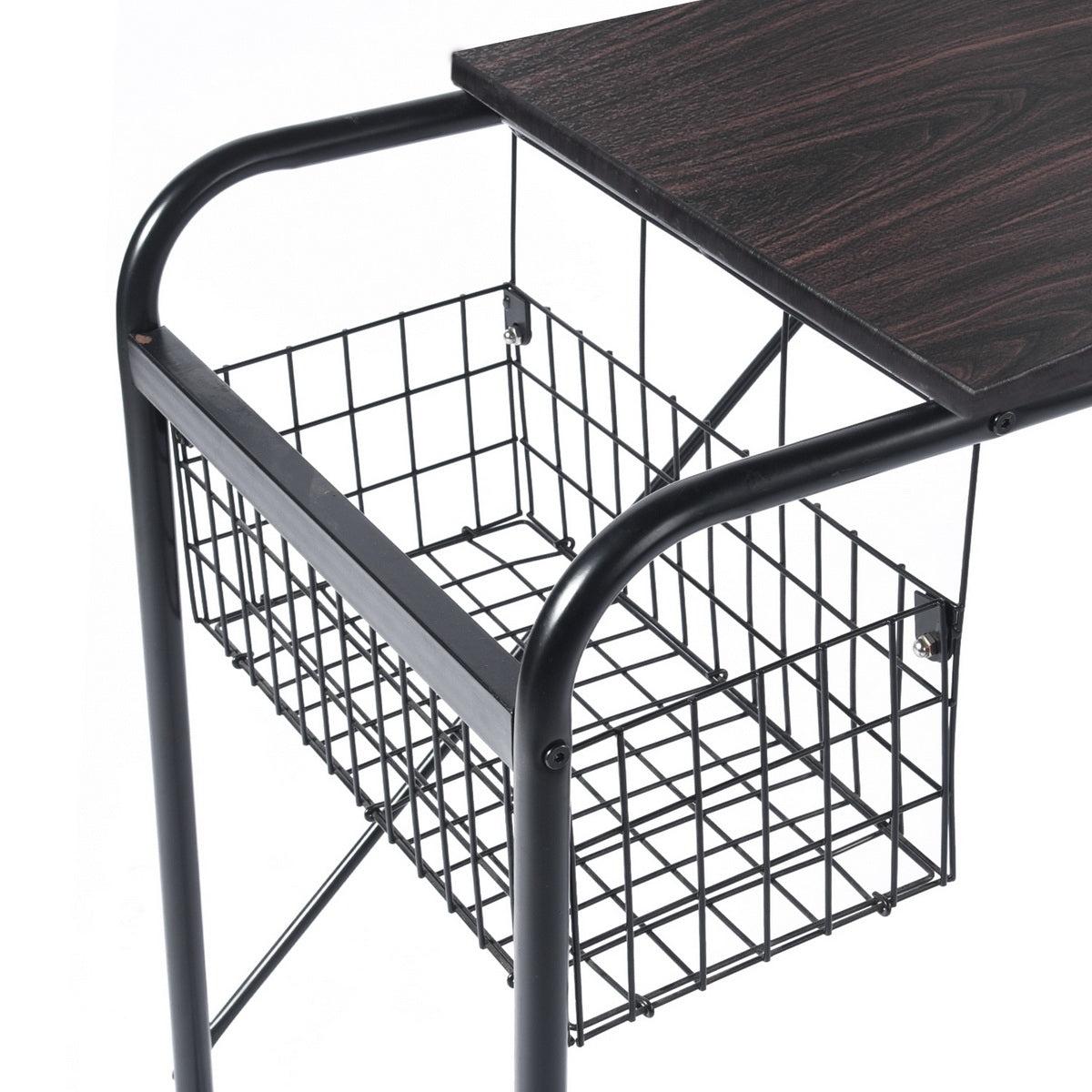 31.5" Computer Desk/ Home office desk With WireStorage Basket - walnut & black