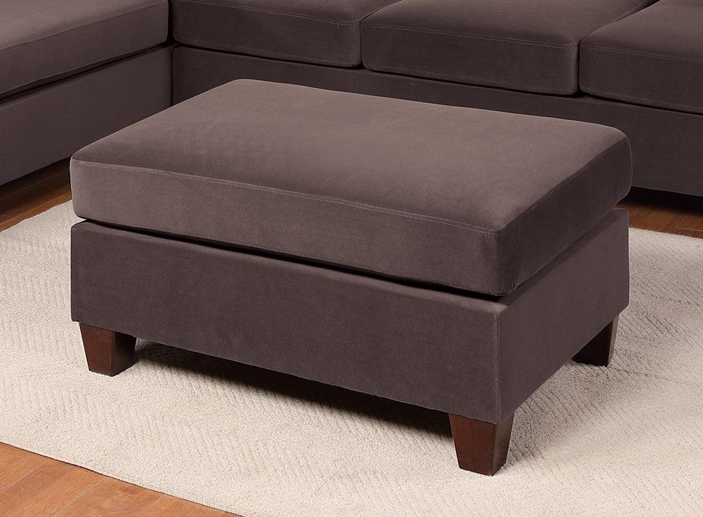 Living Room Cocktail Ottoman Dark Coffee Velvet Wooden Legs