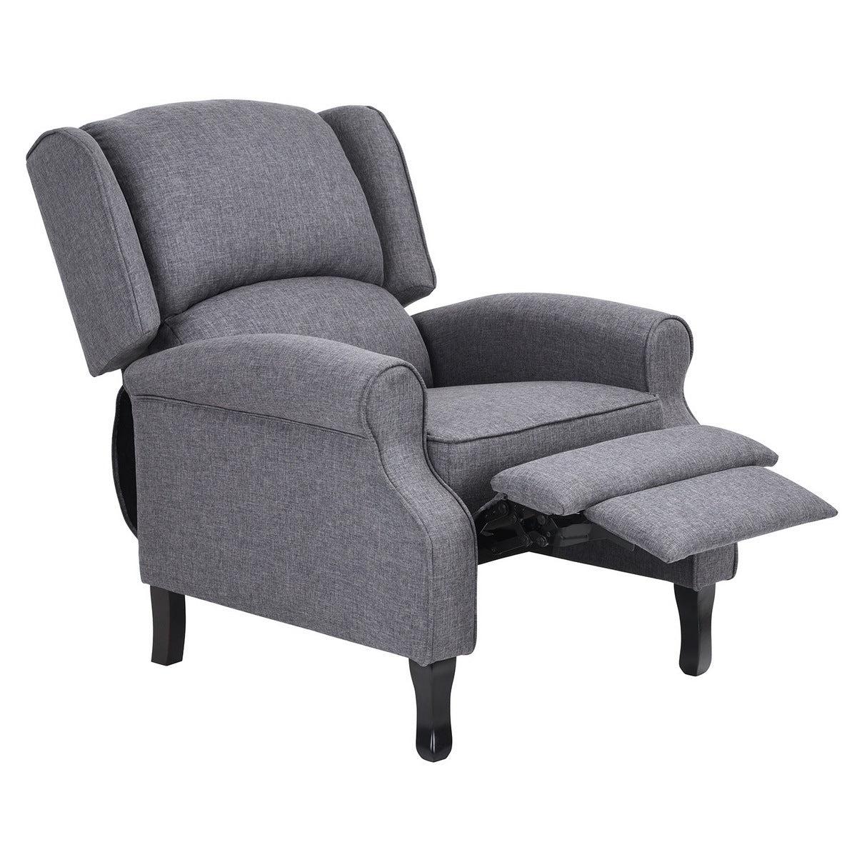 Fabric Wingback Recliner Chair for Living Room, Tufted Reading Chairs for Adults, Lazy Boy Recliners Chairs for Small Space,Lounge Chair(Grey)