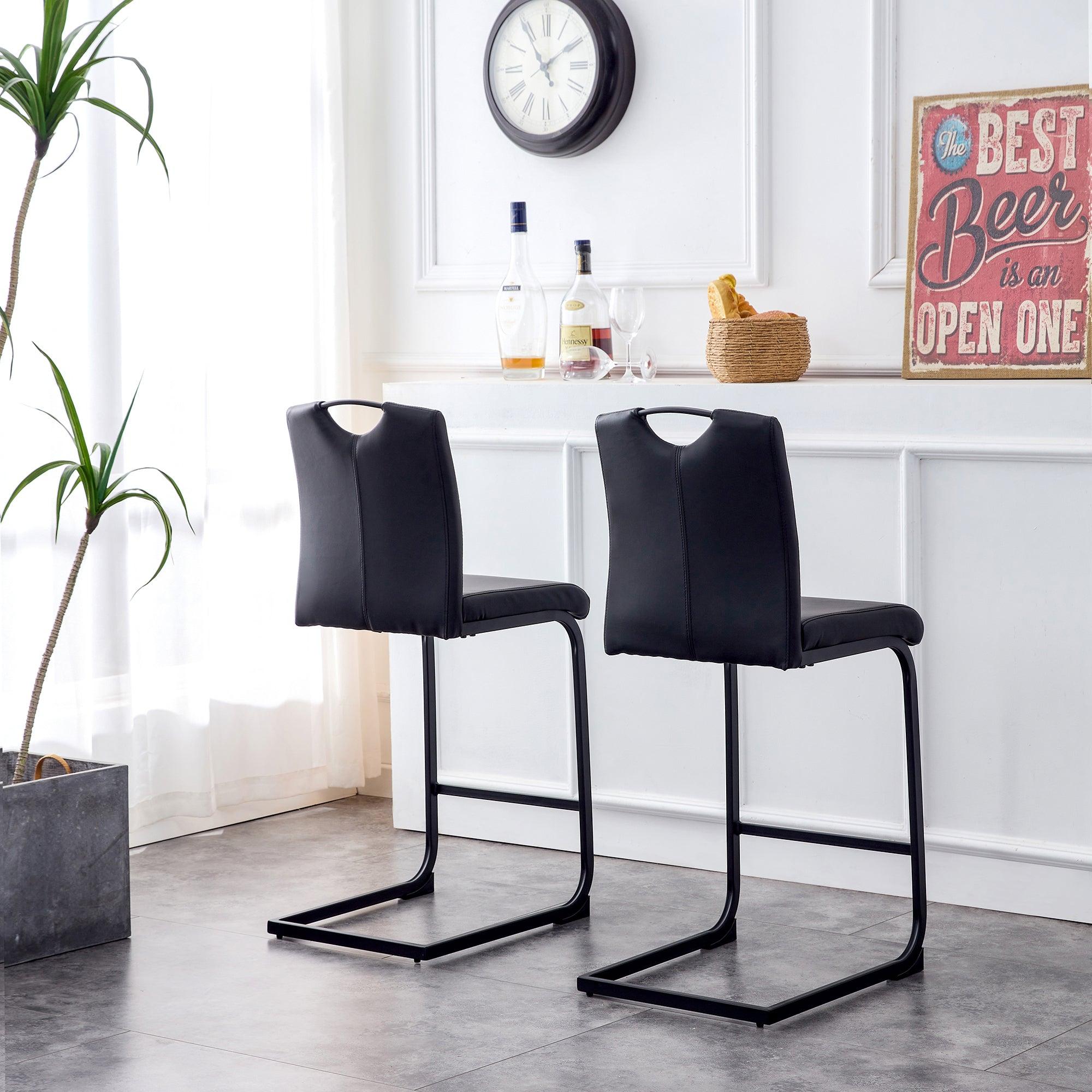 Black PU Chair Barstool Dining Counter Height Chair Set of 2