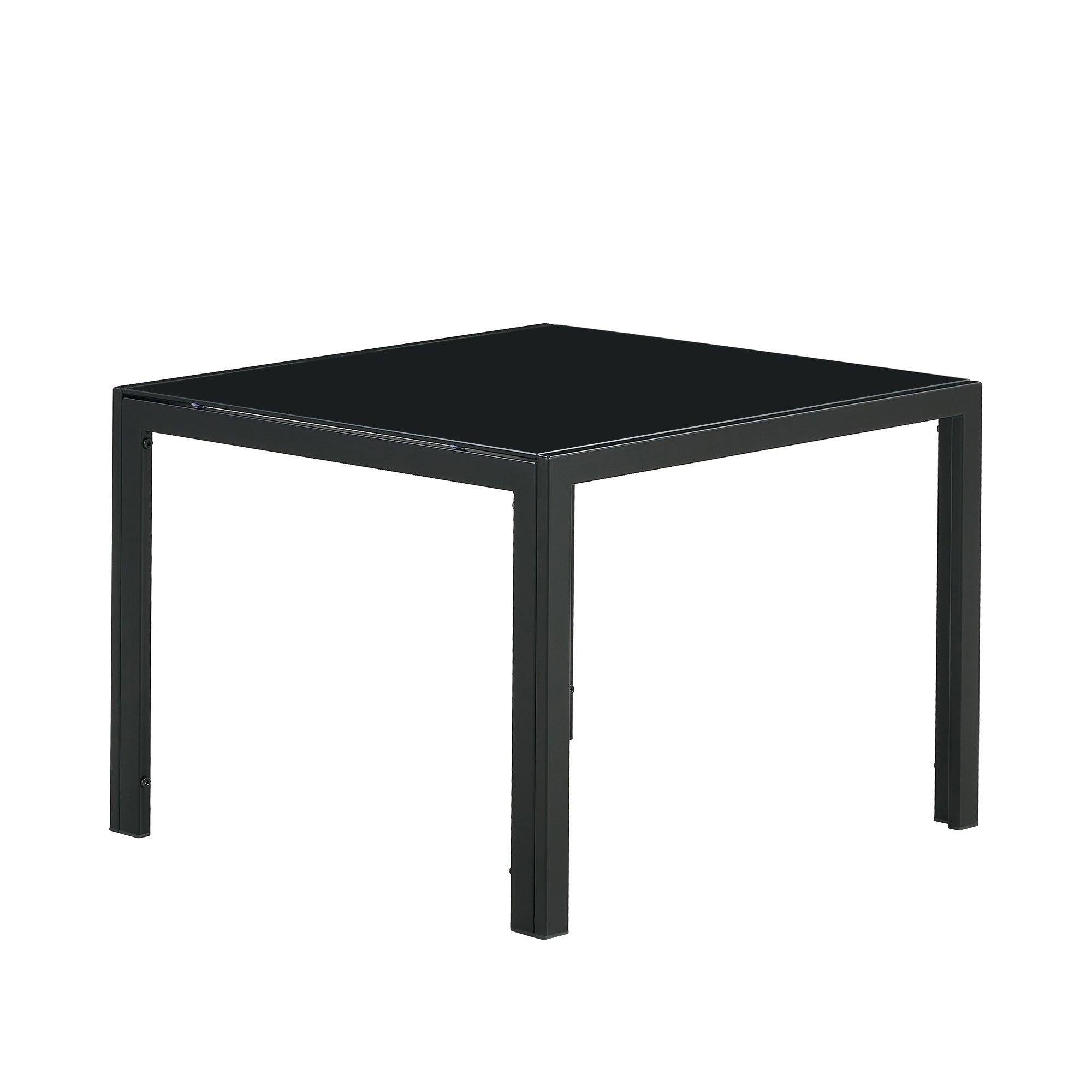 Coffee Table Set of 2, SquareModern Table with Tempered Glass Finish for Living Room,Black