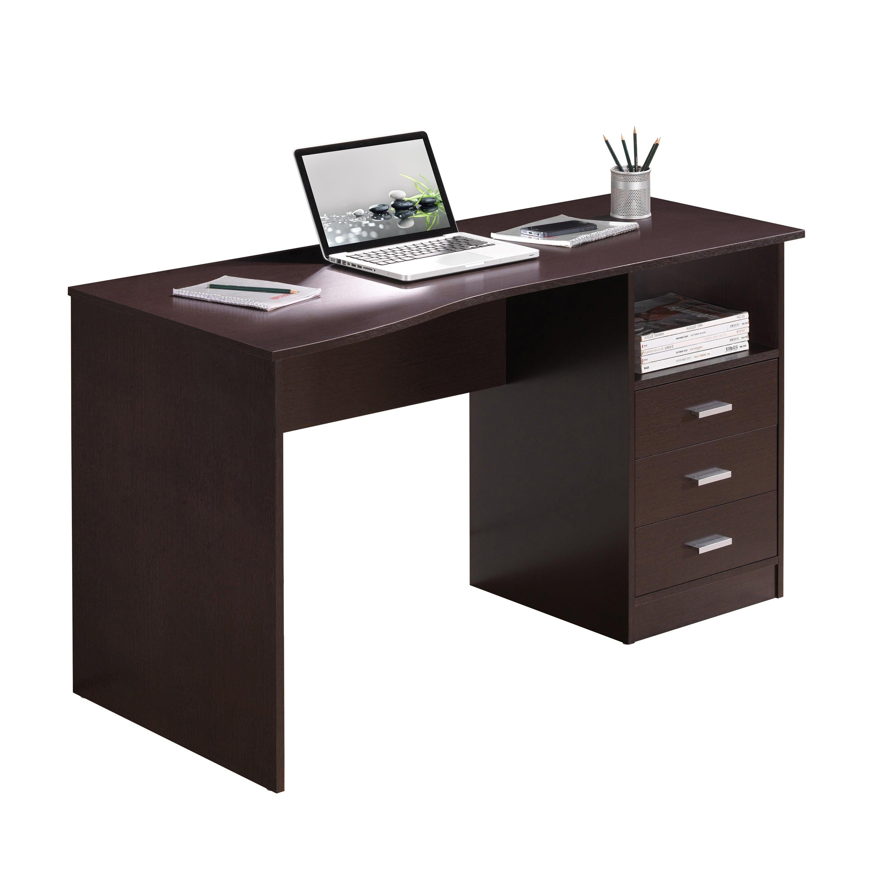 Techni Mobili Classic Computer Desk with Multiple Drawers, Wenge