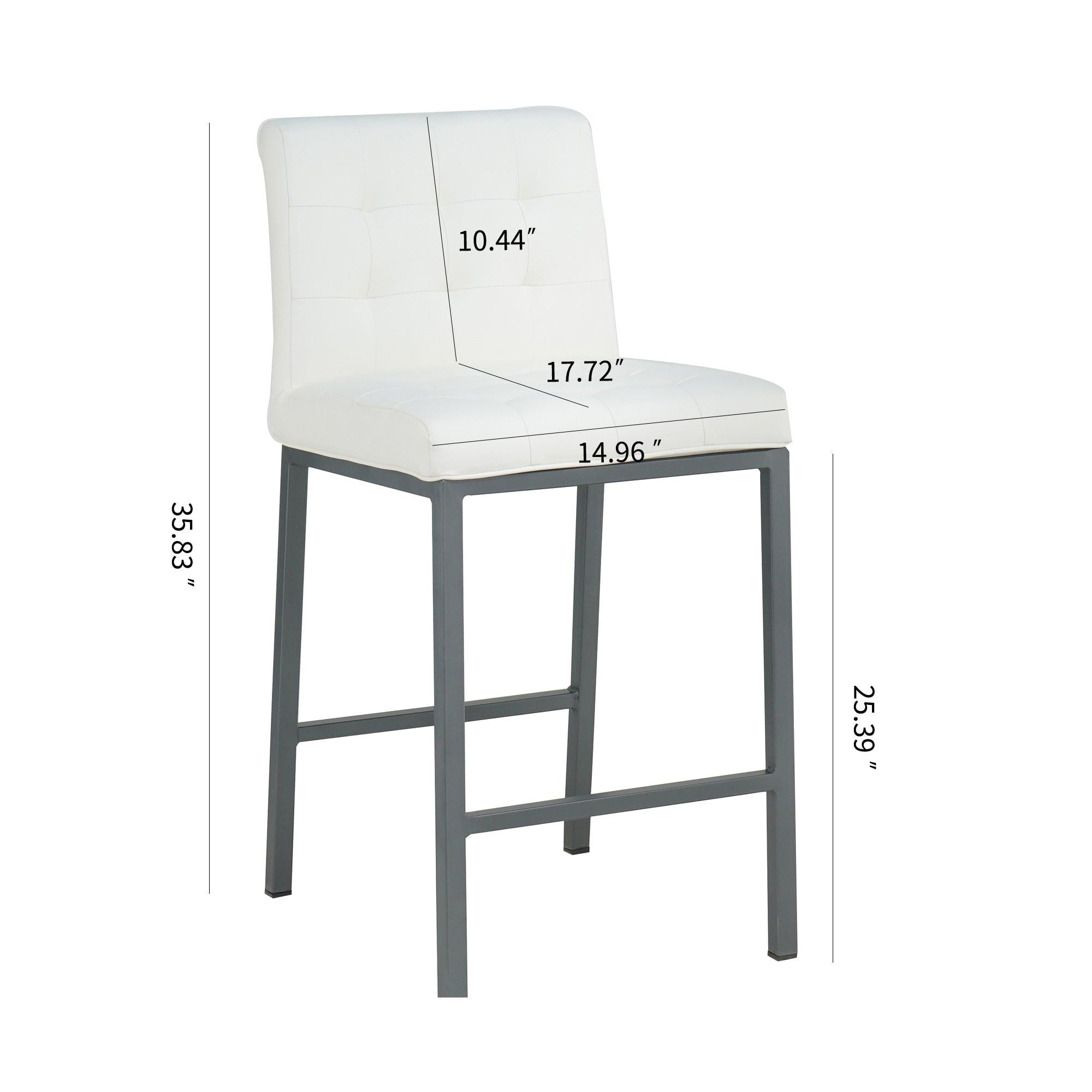 CheapModern Design High Counter Stool metal legs Kitchen Restaurant white pu Bar Chair(set of 2)