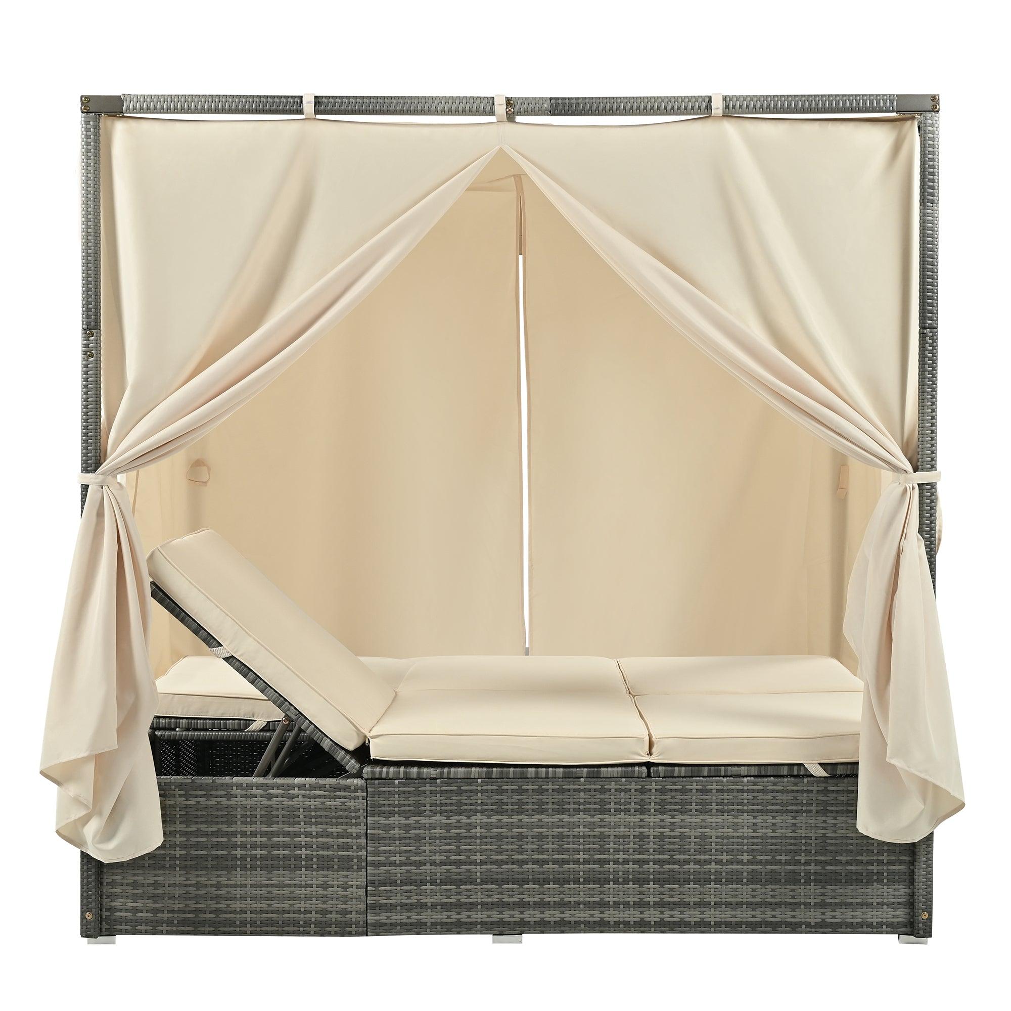 Adjustable Sun Bed With Curtain,High Comfort，With 3 Colors