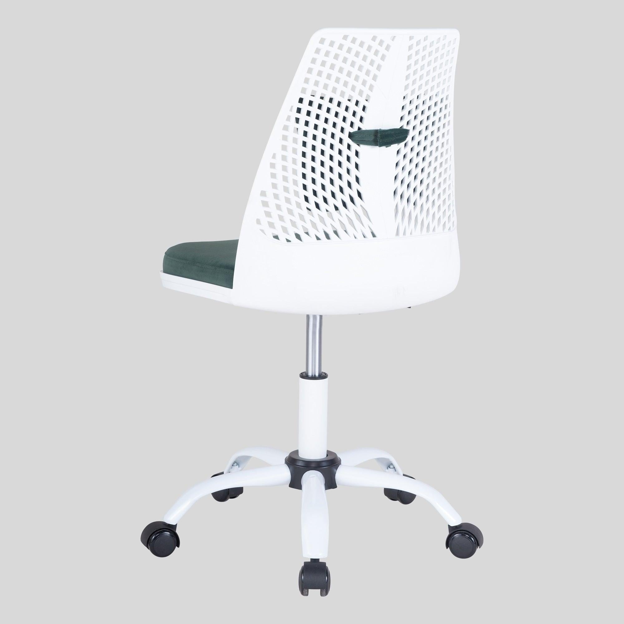 Office Task Desk Chair Swivel Home Comfort Chairs,Adjustable Height with ample lumbar support,White+Green