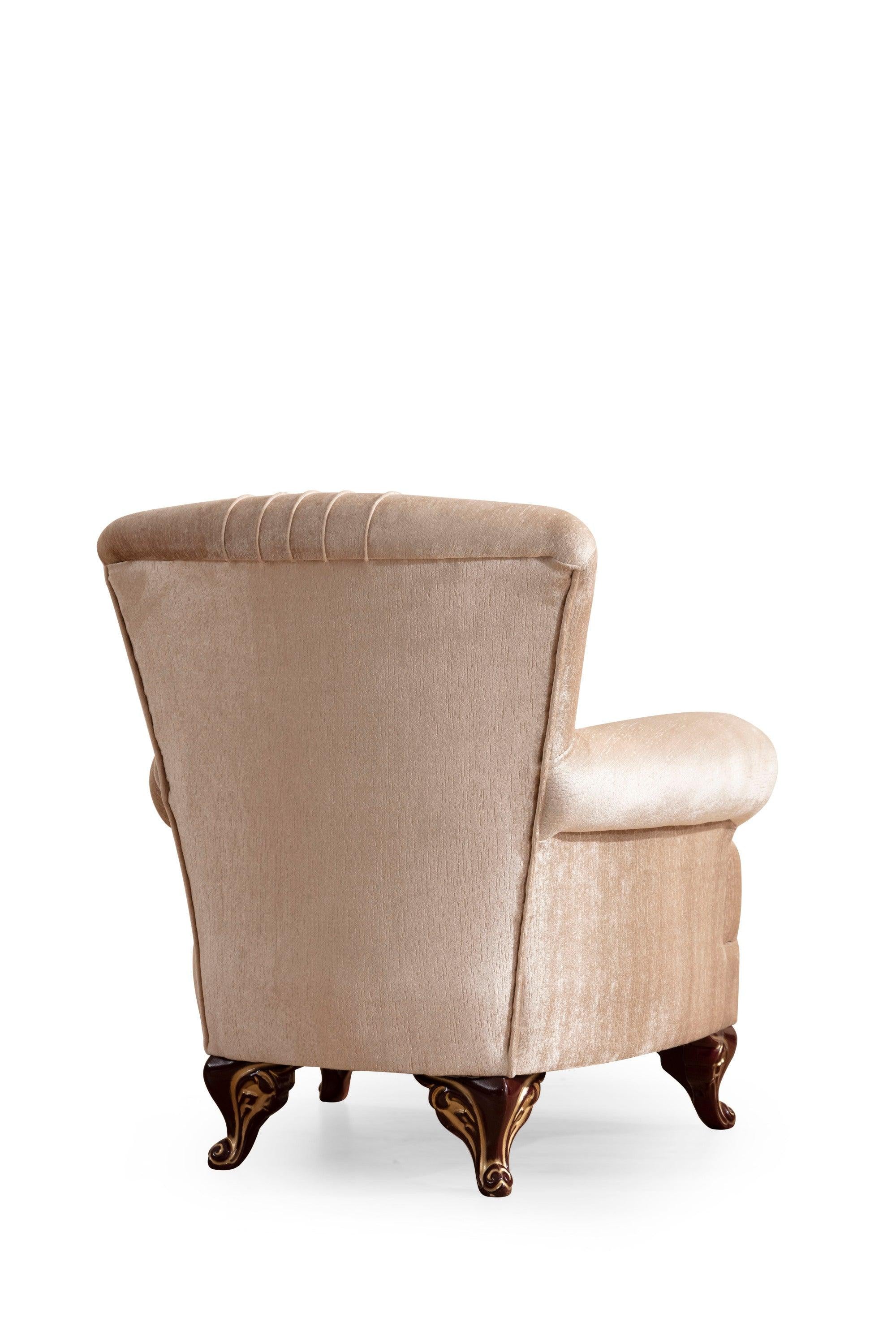 Carmen 3 Pc Made With Chenille Upholstery in Beige Color